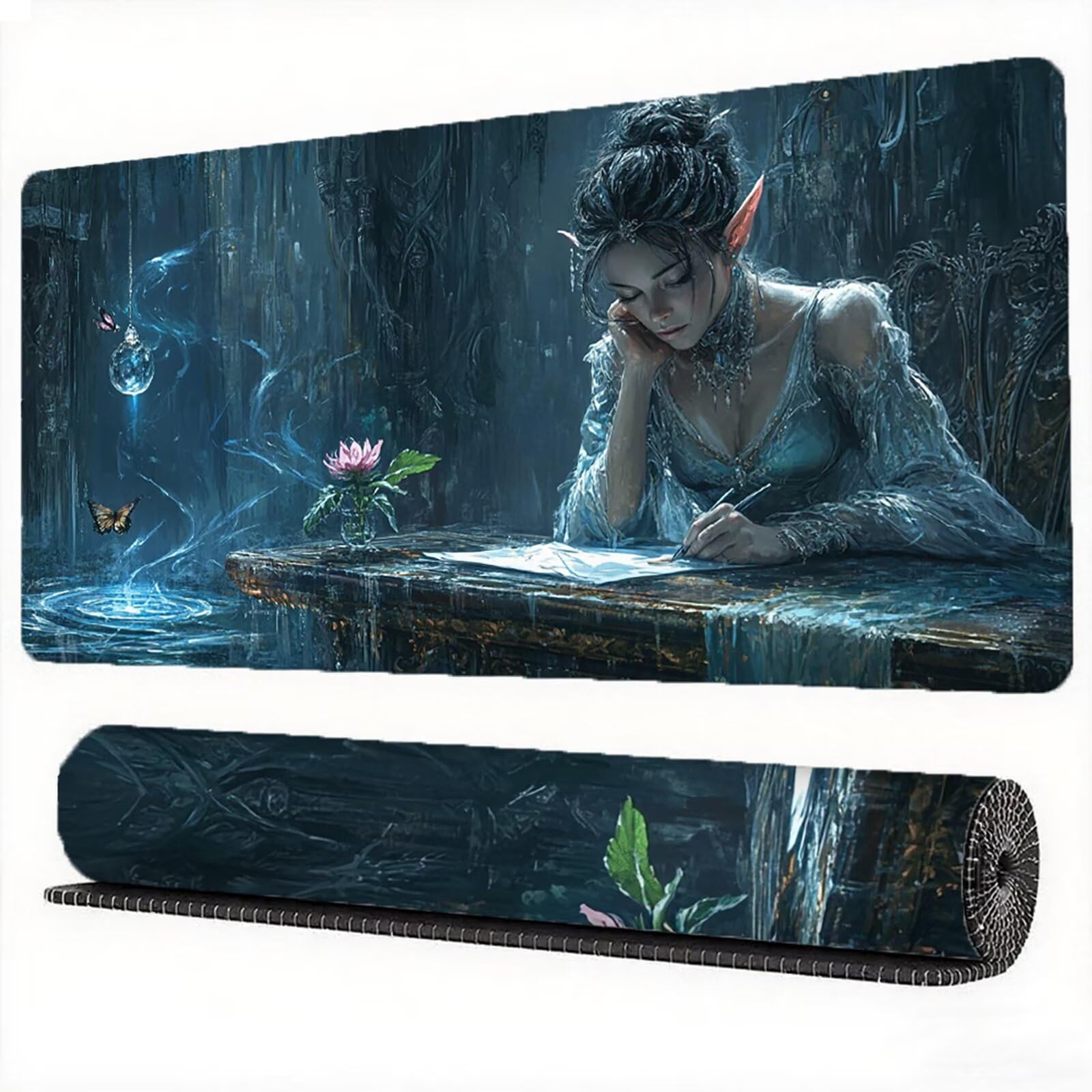 Podkładka pod mysz elf 1500 x 800 mm dziewczyna podkładka pod mysz duża japońska podkładka pod mysz antypoślizgowa gumowa powierzchnia szwy na krawędziach mata biurkowa do komputera domowego biura