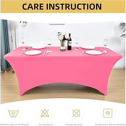 Miniatura 101 de Paquete de 2 Cubiertas de Mesa de Spandex Negro de 6 pies para Mesas Plegables Rectangulares Estándar - Manteles Elásticos Resistentes a las Arrugas