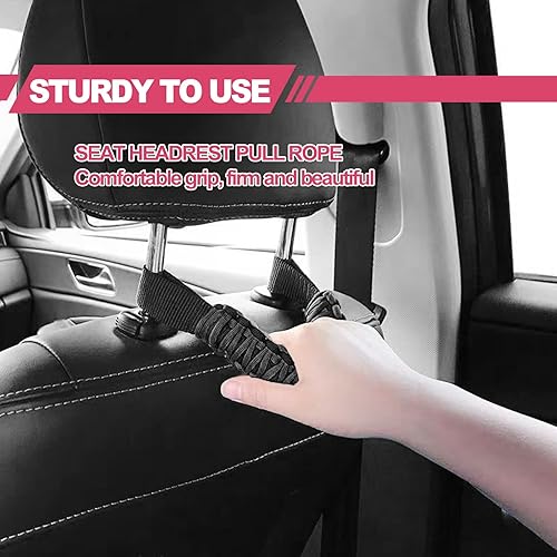 Miniatura 7 de Juego de 2 asas de agarre para reposacabezas anticolisión de seguridad, para asiento delantero y trasero, kit de asas de agarre para barra