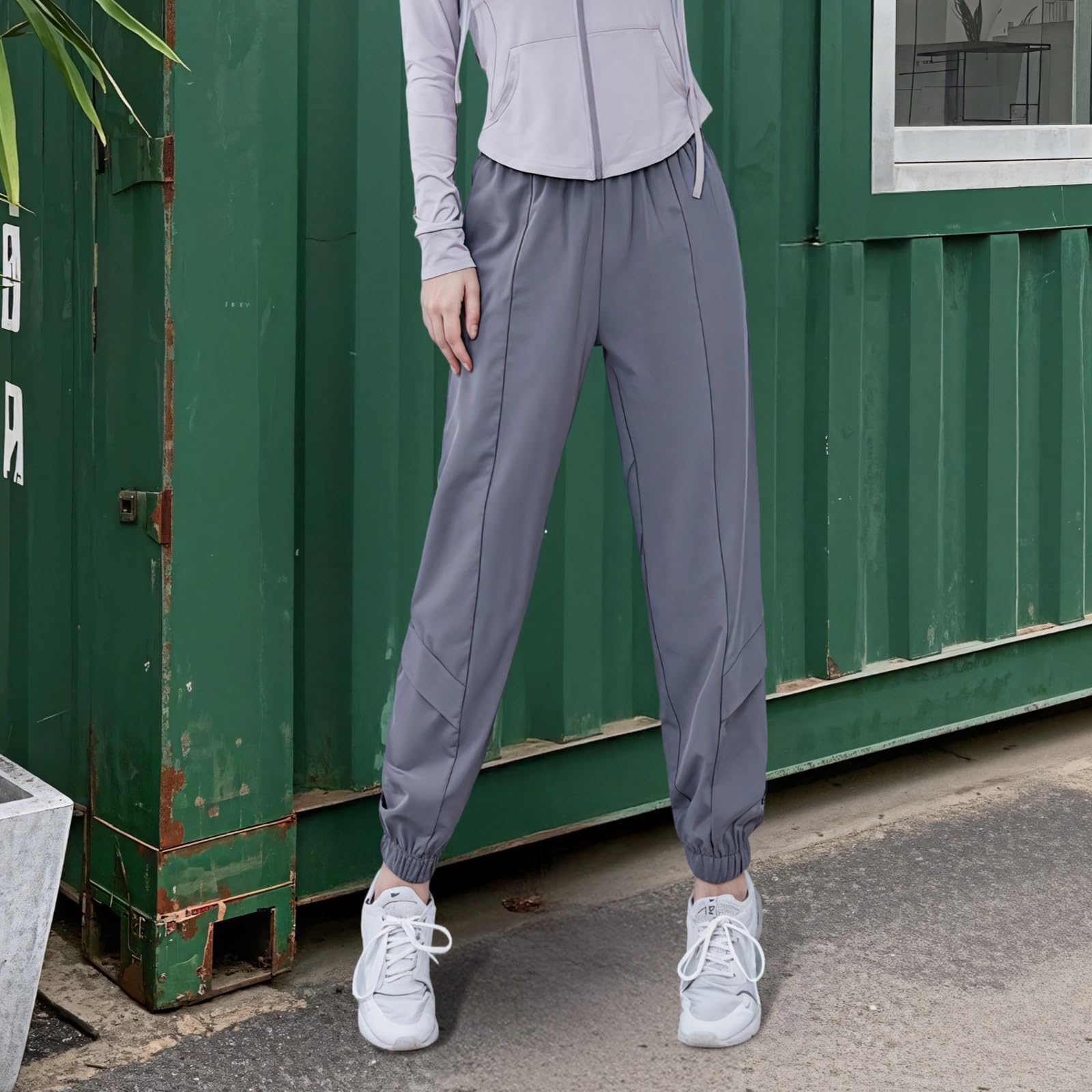 Conjunto de entrenamiento de 2 piezas para mujer, camiseta con capucha y pantalones a juego, ropa deportiva de nailon y elastano para pilates y yoga, traje de ejercicio gris, ropa versátil de dos