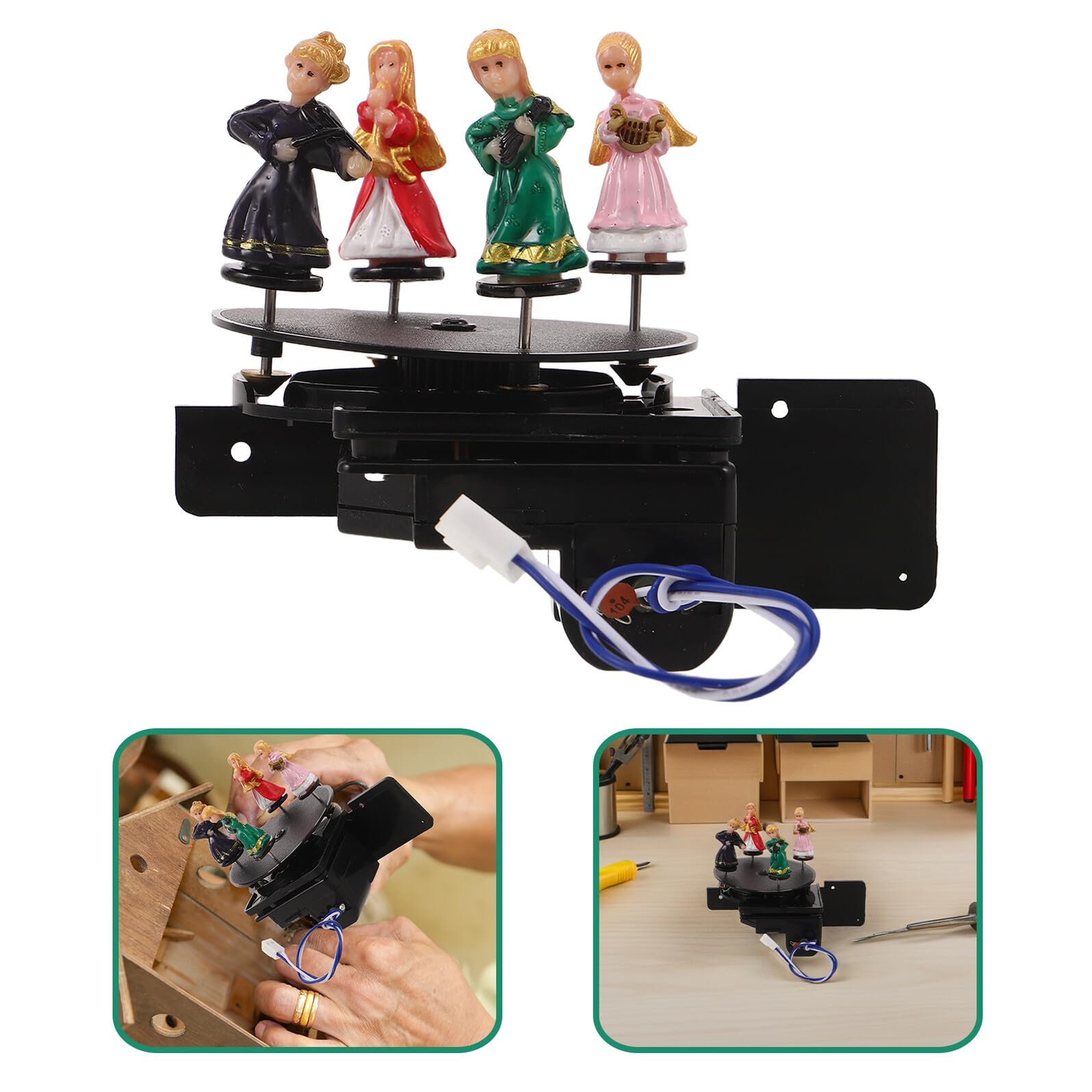 BESTYASH Accesorio Giratorio de Plástico Plataforma Estable y Animación Ligera para Reloj de Cuco Adecuado para Reparación y Decoración de Relojes de Pared