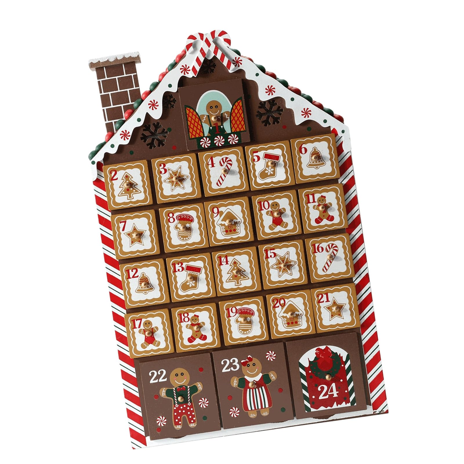 Calendario de Adviento de Navidad de madera con 24 cajones para caramelos, chocolate, joyas, regalos de Navidad