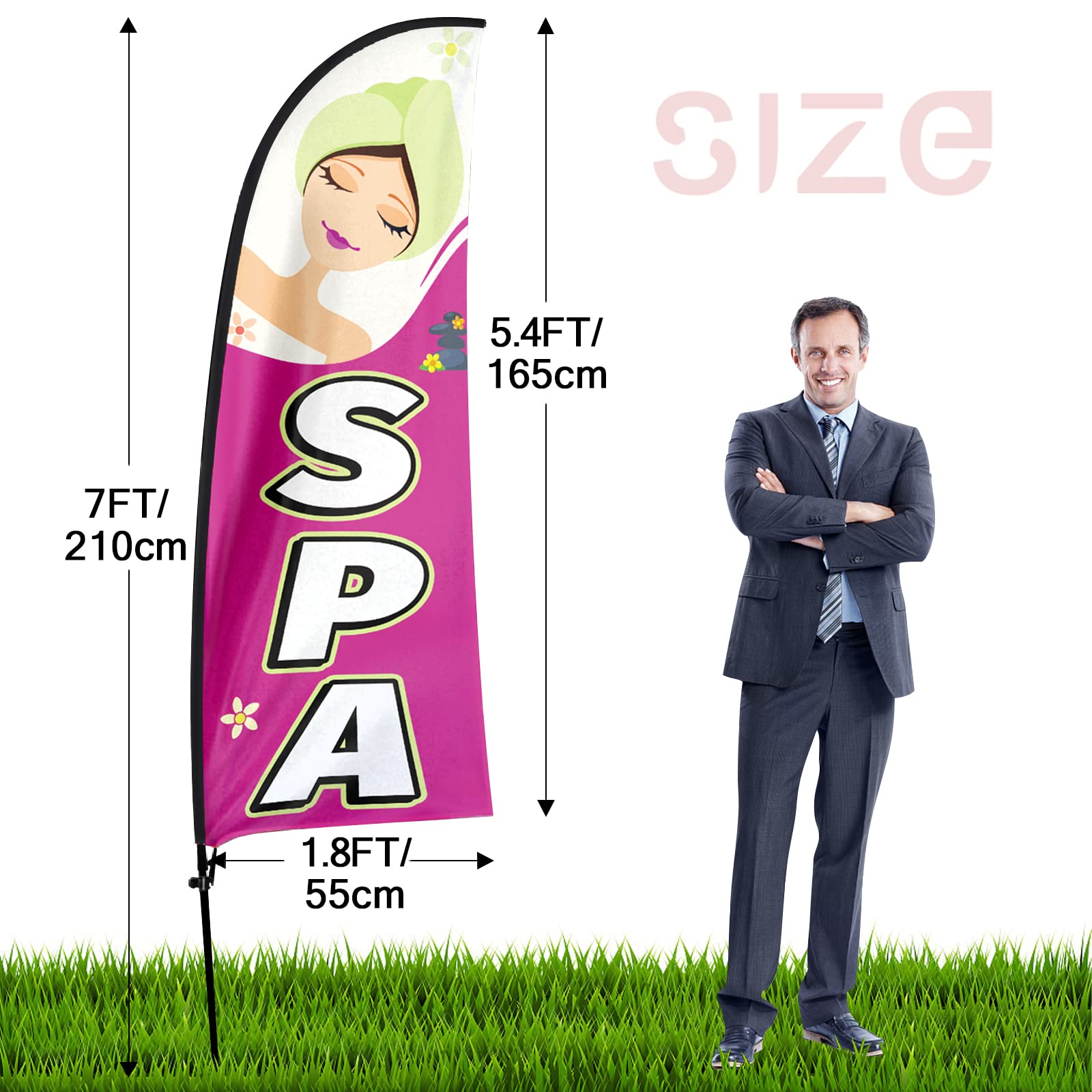 QSU Kit De Drapeau Et ât à Pizza - 7 FT - Grande Taille - Panneau Publicitaire Pour Vente De