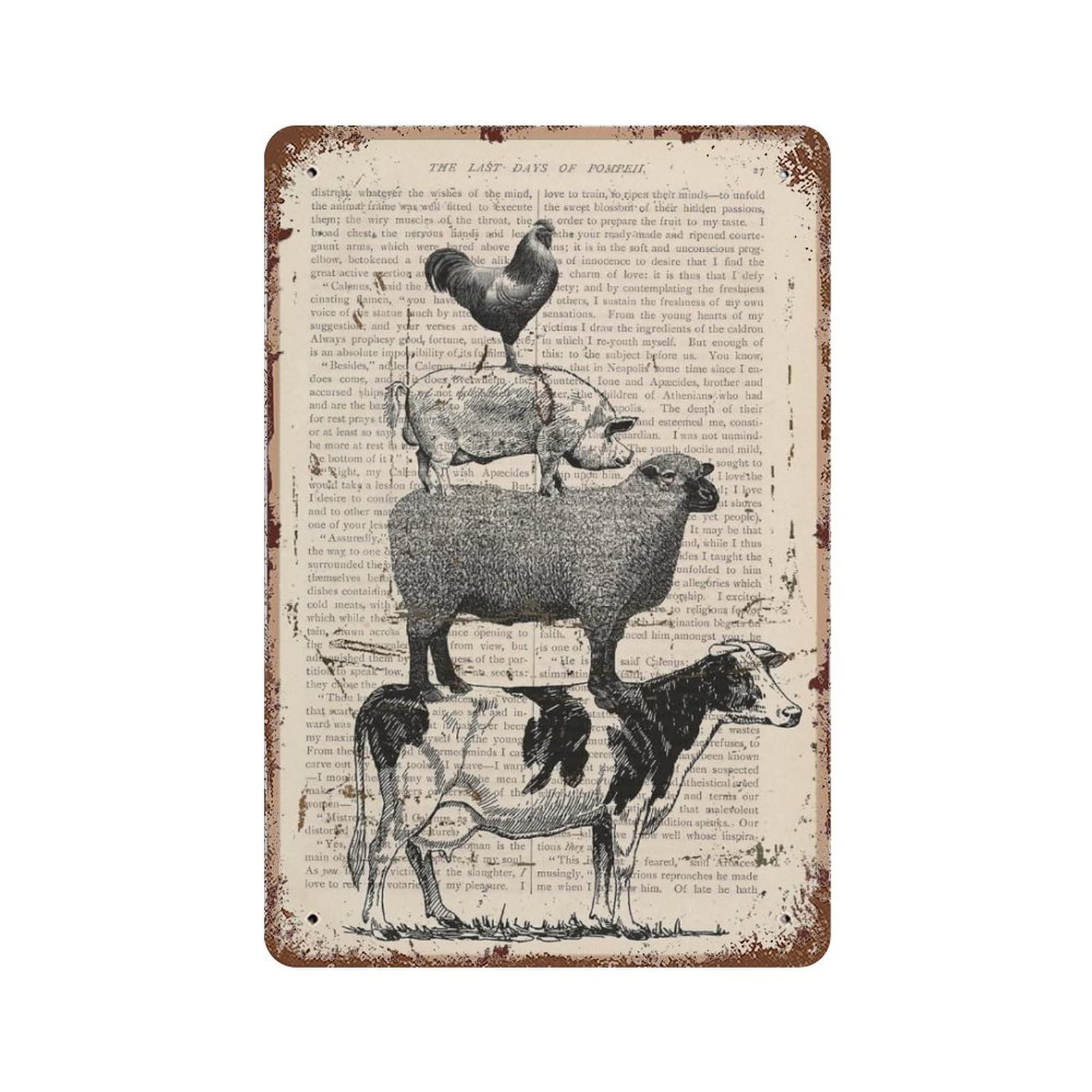 AOOEDM Chicken Vintage Metal Sign for Home Shop Coffee Garage Man Cave Signs Wall Plaque Kitchen Bar Sign Wall Decor Poster
