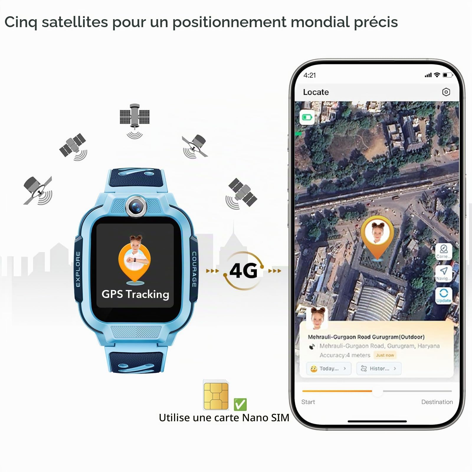 imoo Z3 Montre Connectée Enfant avec Carte SIM et GPS,4G Appel Vidéo Bleu | Montre Téléphone avec SIM,SMS,Mode campus sans jeux,IP68 étanche,chat familial,Blocage Appels Inconnus,Podomètre,SOS,Caméra
