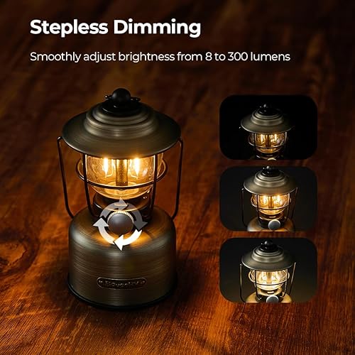 Miniatura 3 de BougeRV VL01 - Linterna de campamento, luz LED de atenuación continua, brillo de filamento de tungsteno, linterna vintage recargable, lámpara