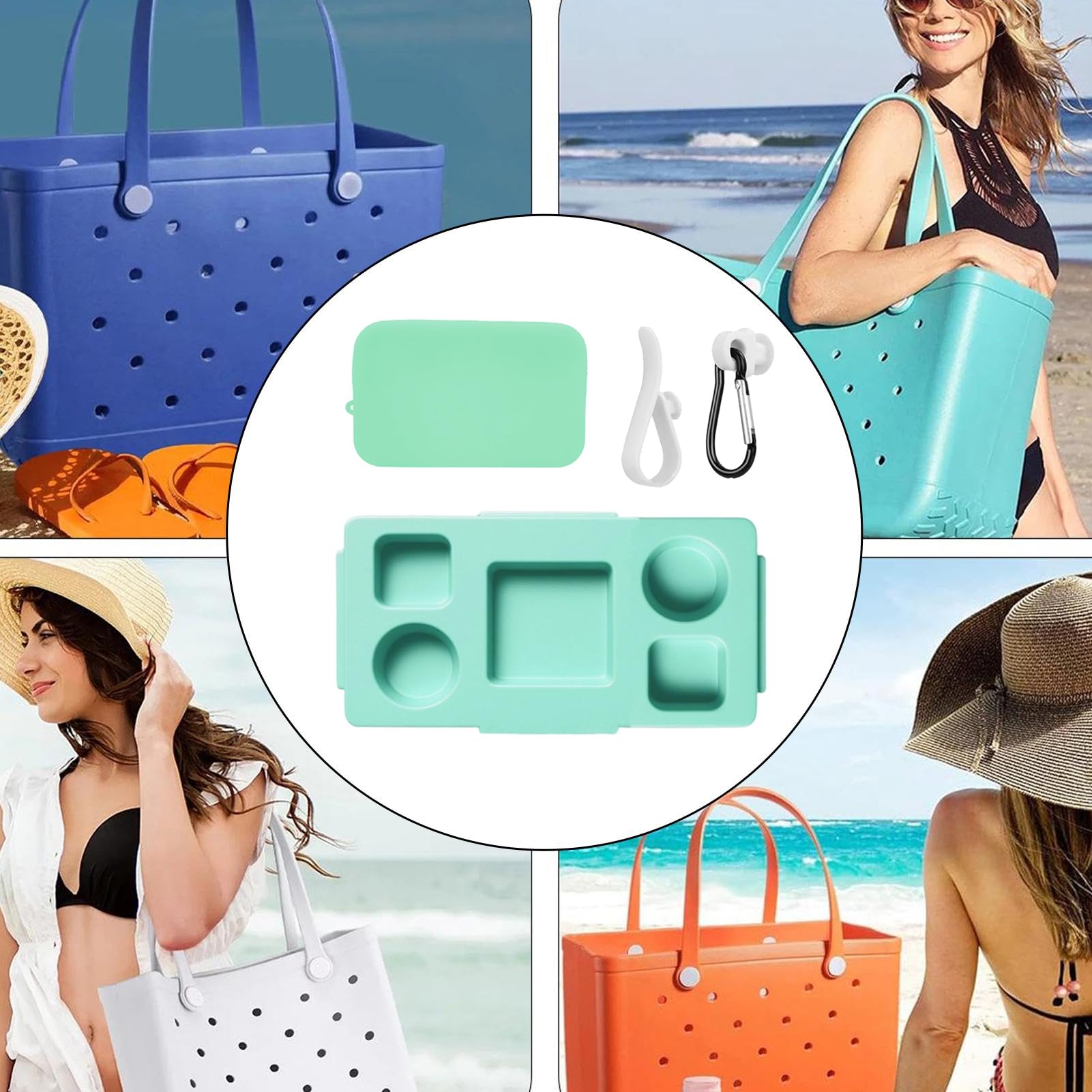 Bolsa de playa para bebidas y aperitivos, bandeja de EVA portátil para bebidas y aperitivos con soporte de teléfono de configuración rápida para uso en exteriores