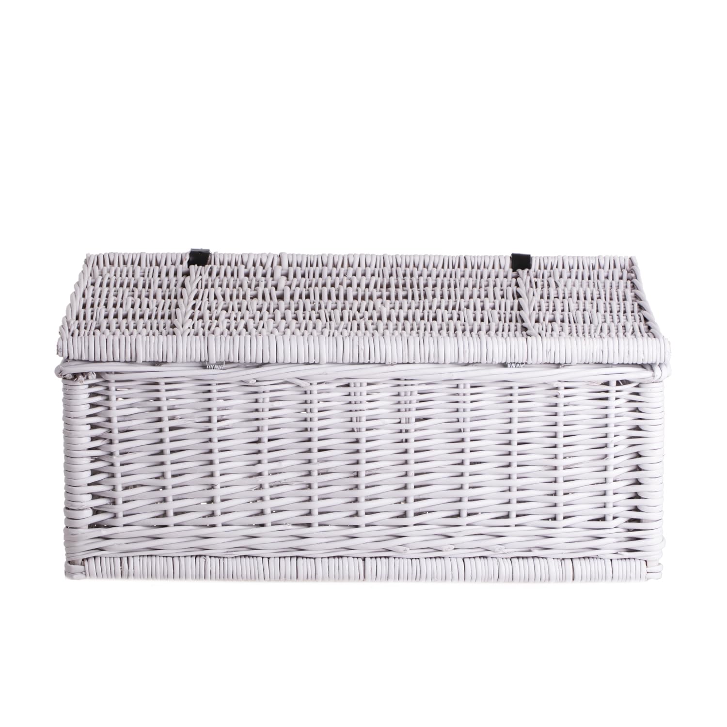e-wicker24 Valise en osier, panier de rangement, panier de style, panier pique - nique, panier cadeau, panier de décoration, boîte multifonction (Blanc)