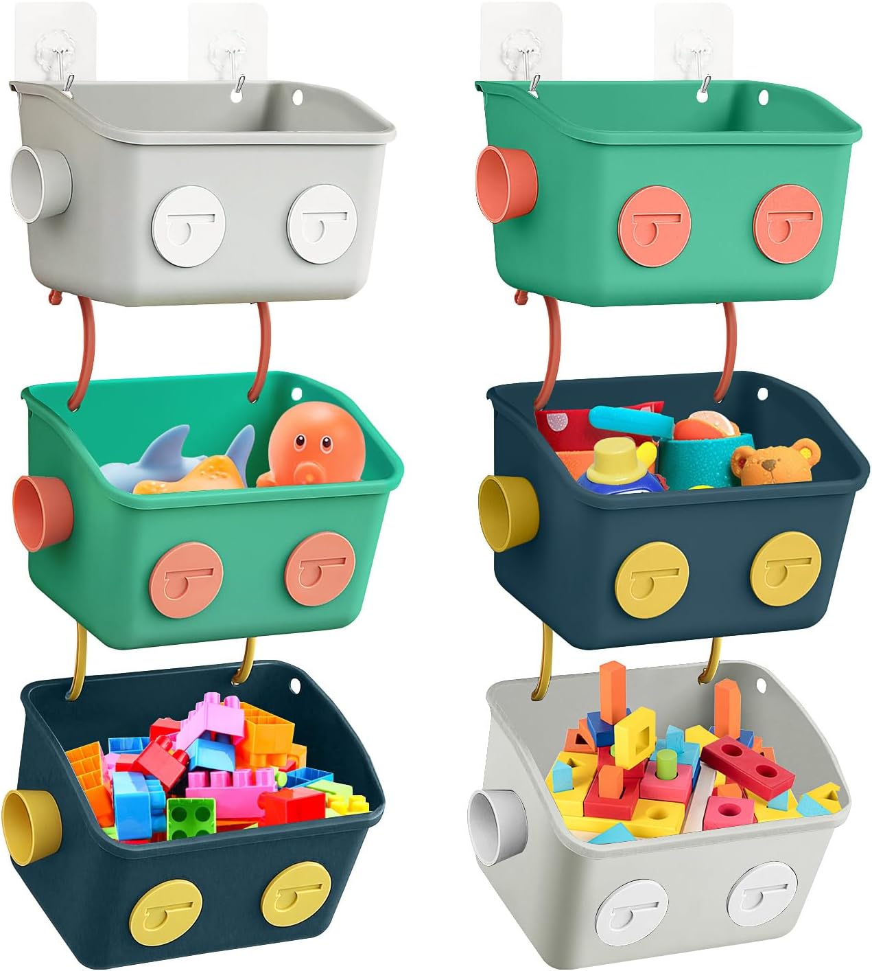 Amazon.com: Karceyworth Bath Toy Storage Organizer Basket, 6 Pack Cute ...