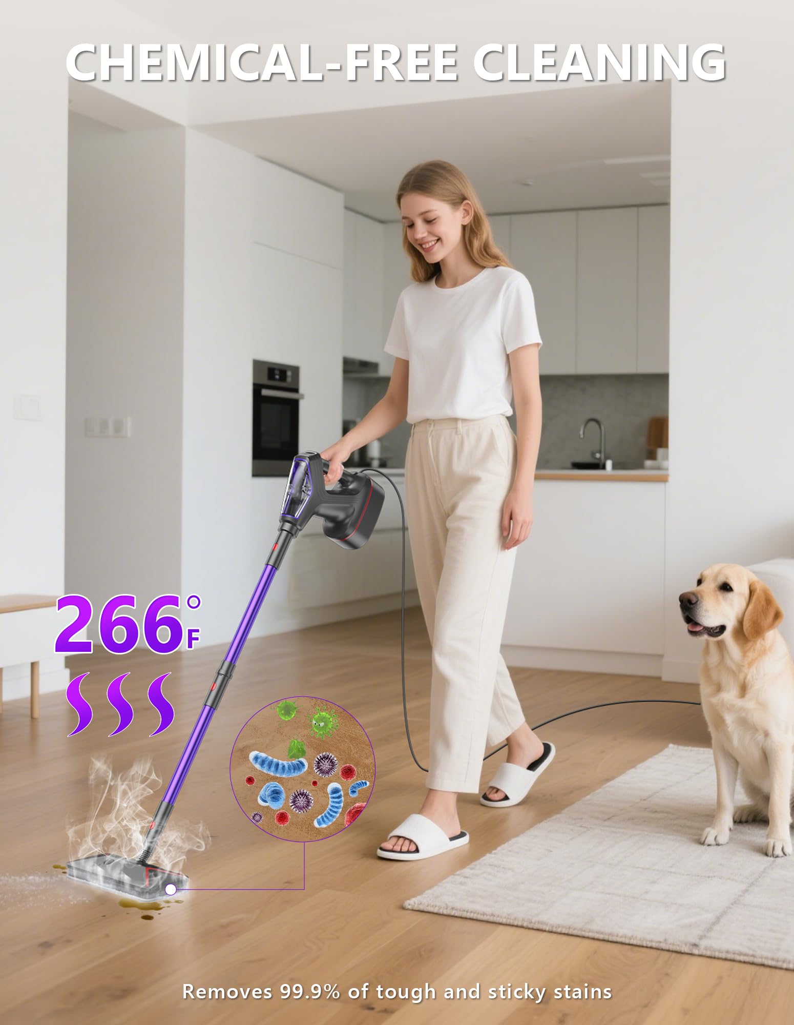 Mopa de vapor para limpieza de suelos, limpiador de vapor 29 en 1 resistente para el hogar con vaporizador de mano desmontable, para madera dura, azulejos, paredes, lechada, ventanas, muebles y