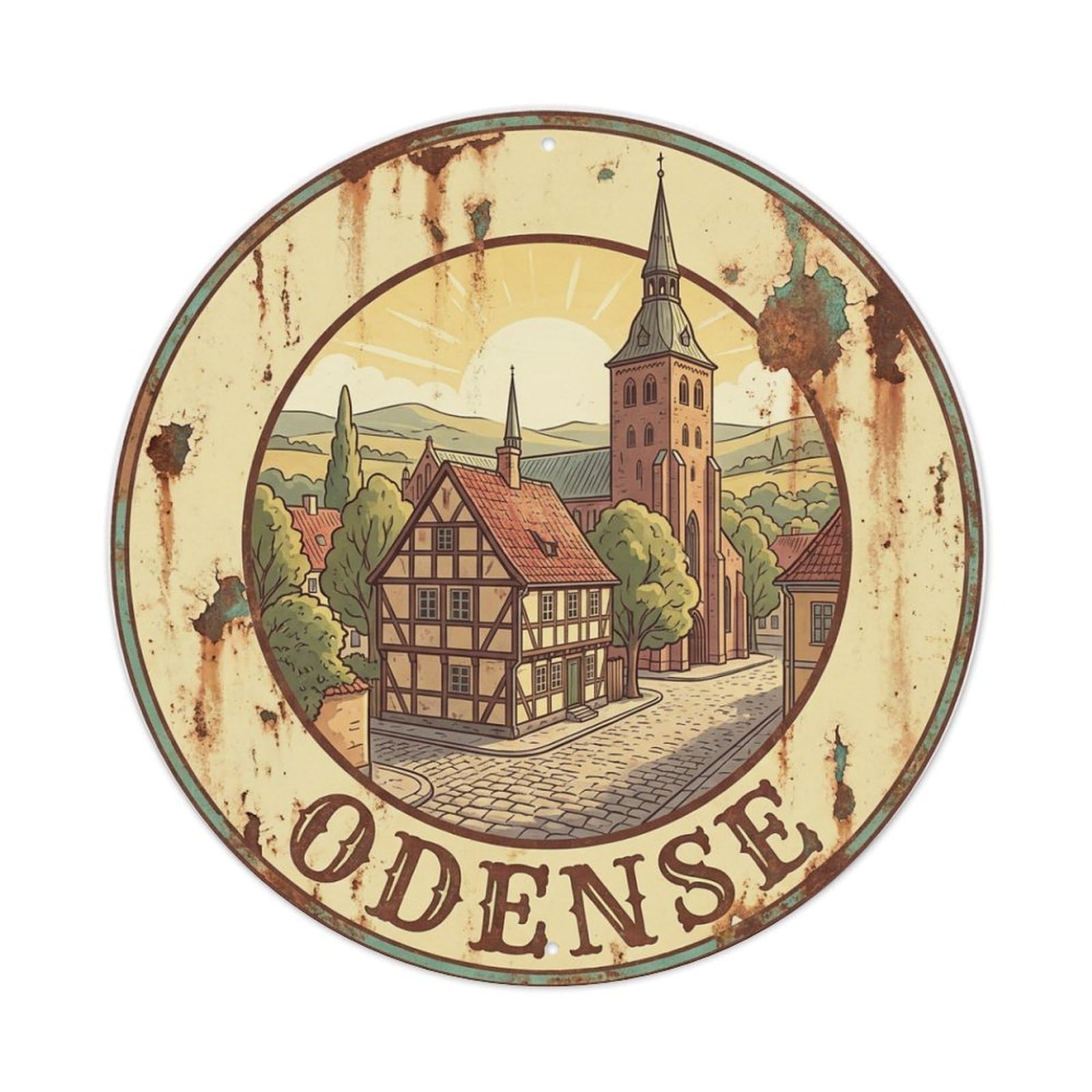 Retro Travel Denmark Odense Metal Tin Sign
