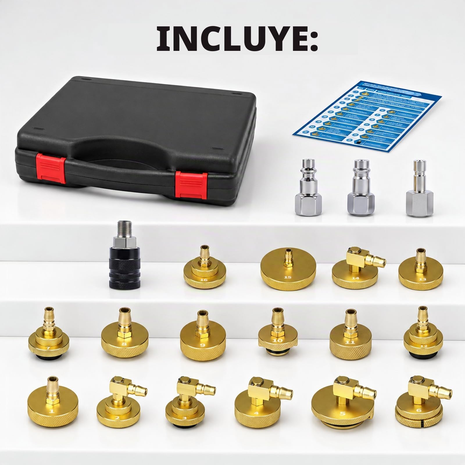 BELEY 20PCS Kit Adaptadores Purga Frenos con 3 Acoples Universales, Juego Herramientas Purga Cilindro Maestro para Purificador Frenos Automóvil