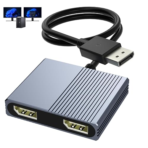 Display Port Splitter for Dual Monitors 4K@120Hz DisplayPort to Dual DisplayPort Adapter