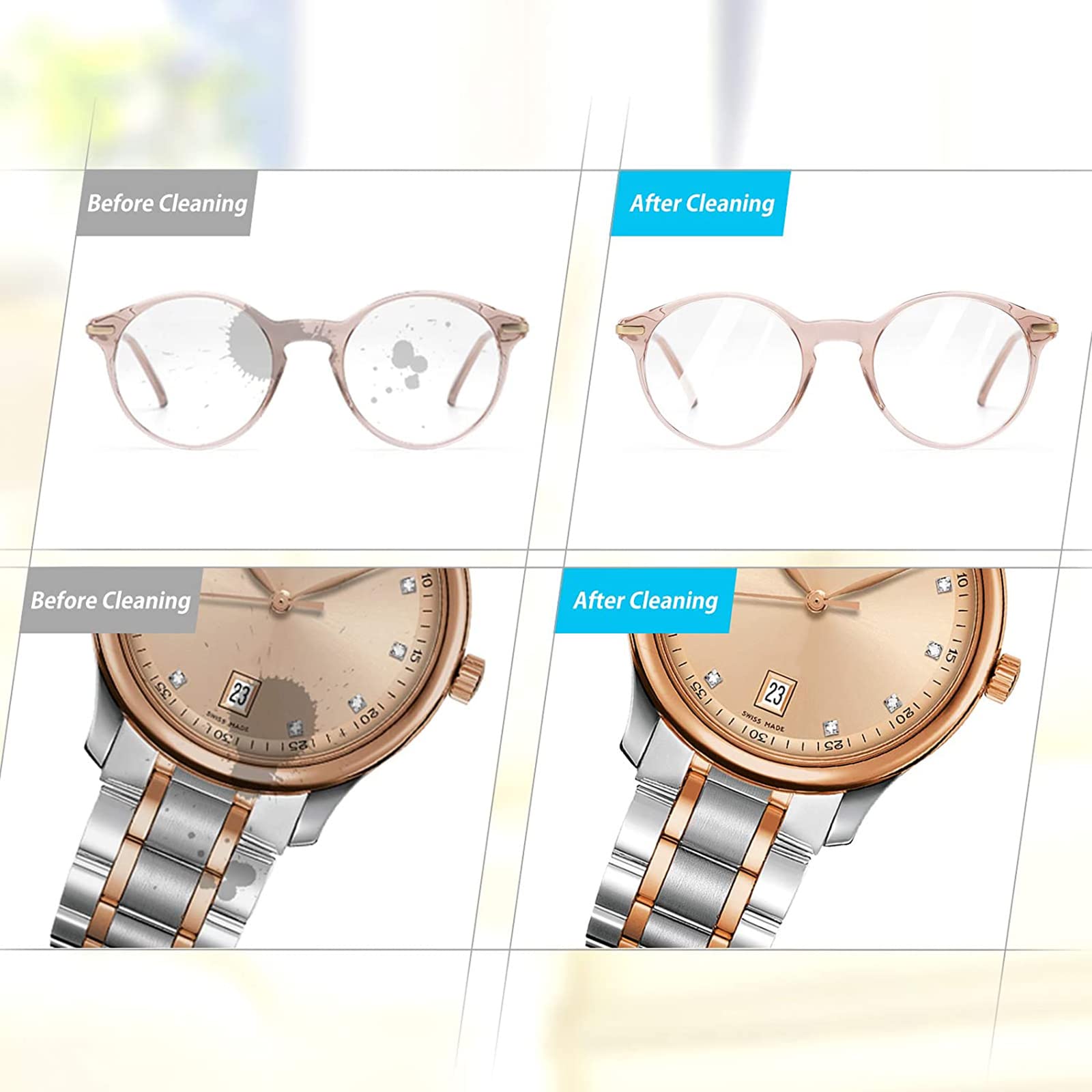 Ultrasone reiniger, compacte professionele ultrasone sieradenreiniger, horlogehouder, professionele ultrasone reiniger, ultrasone reiniger Sieraden Bril Kunstgebit