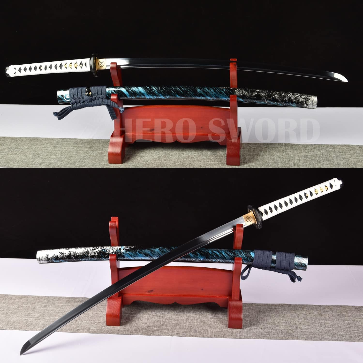 Sword Ghost of Tsushima Cosplay Replica 9260 Spring Steel Blade Sword Japanese Samurai Game Katana + Tanto a Pair Knives (a Pair of Swords)
