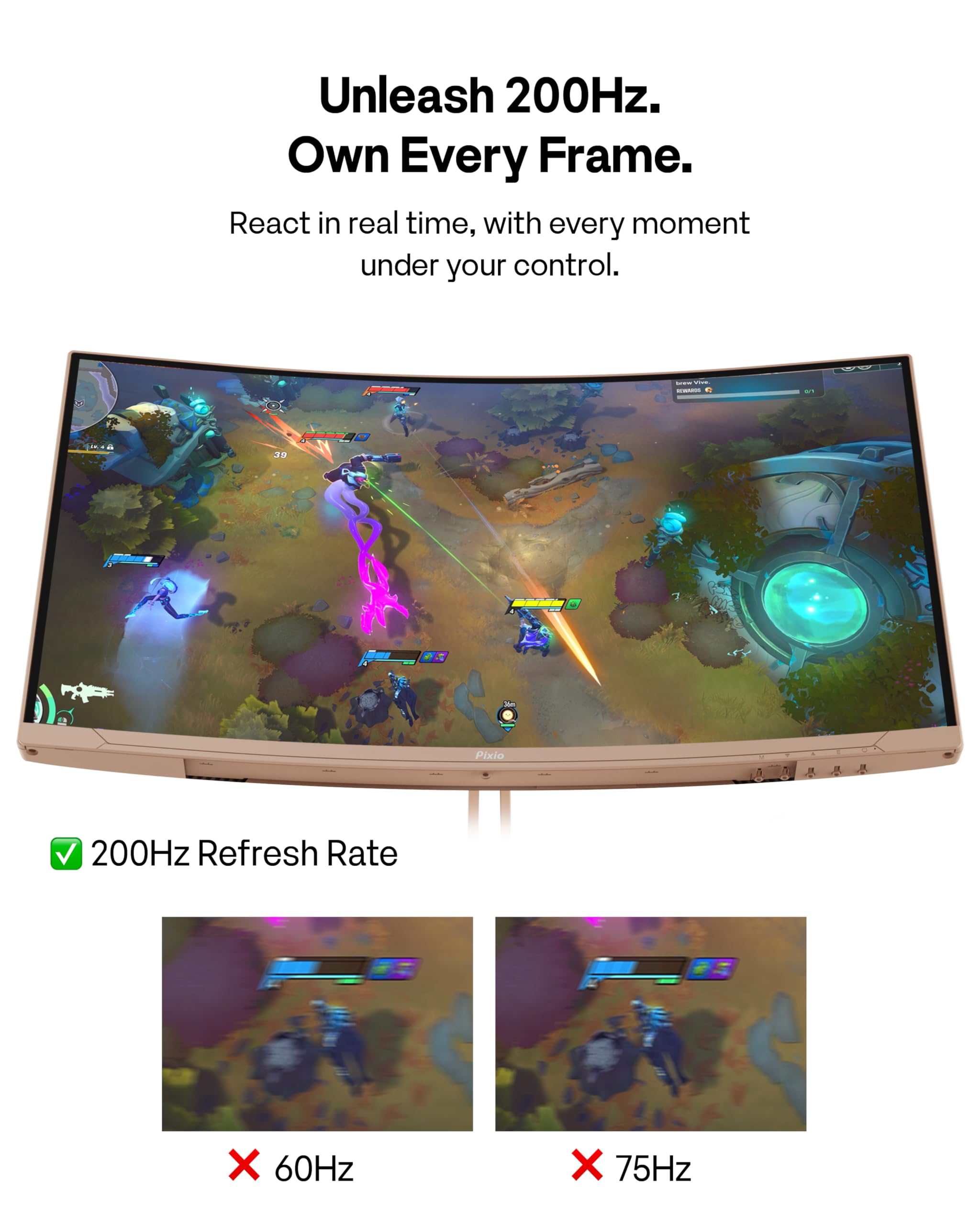 Amazon.com: Pixio PXC248 Wave Beige 24 inch 200Hz Refresh Rate FHD