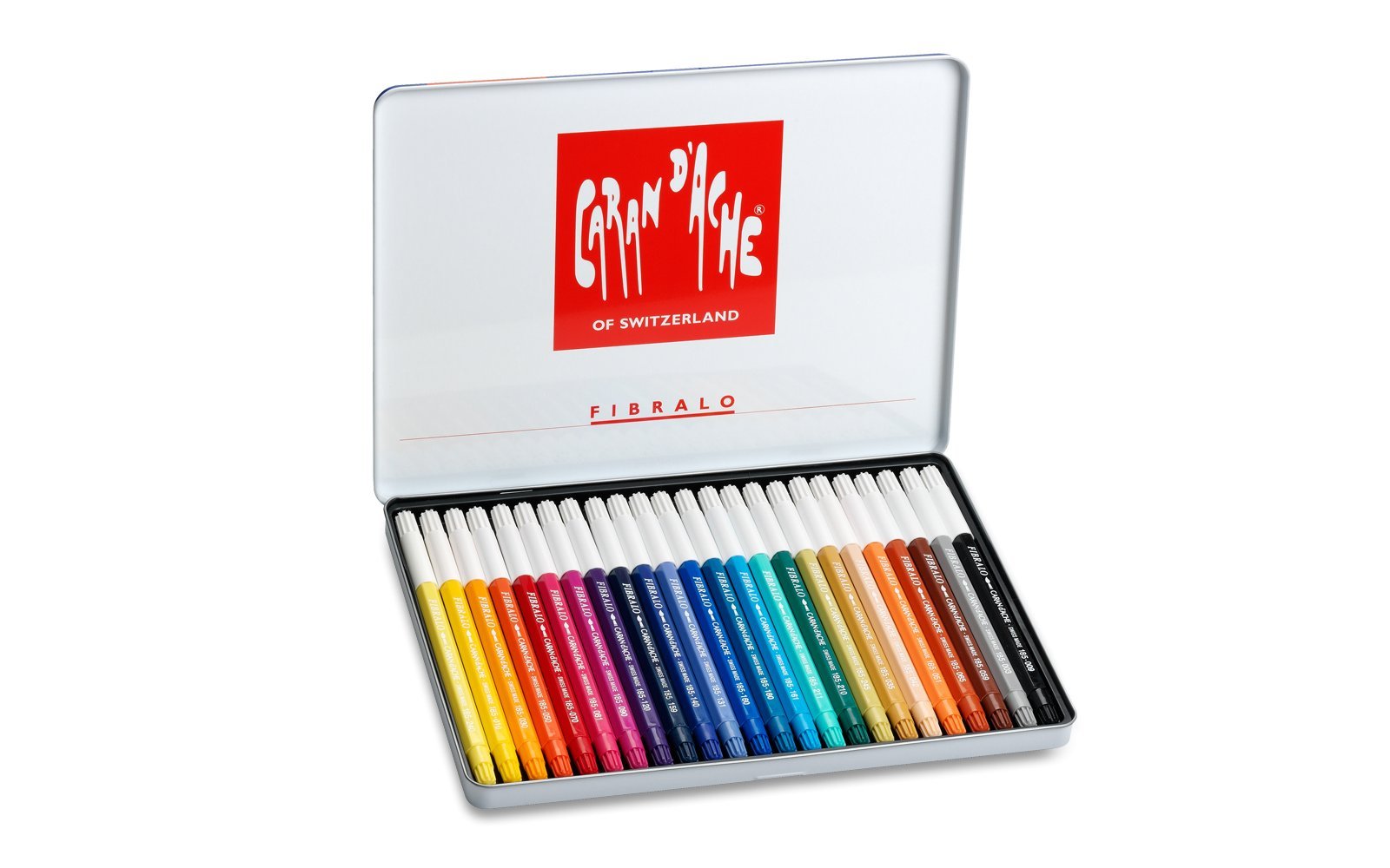 CARAN d'ACHE - FIBRALO Aquarelle Filzstifte in Metallbox - 24 Stück, 19,1 x 1,6 x 25,8 cm