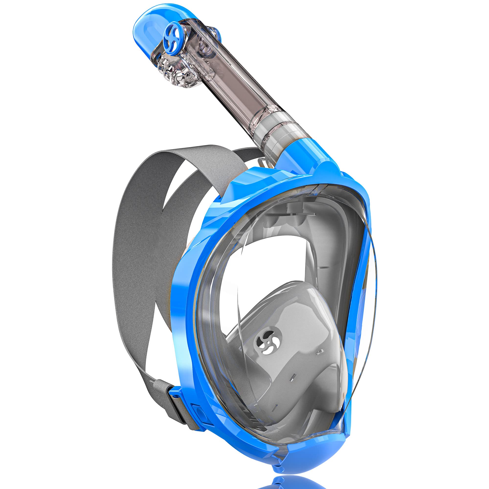 QingSong Full Face Snorkel Mask for Adults & Kids, Foldable Snorkeling Gear with Camera Mount, 180 Degree Panoramic View Snorkeling Set Anti-Fog Anti-Leak