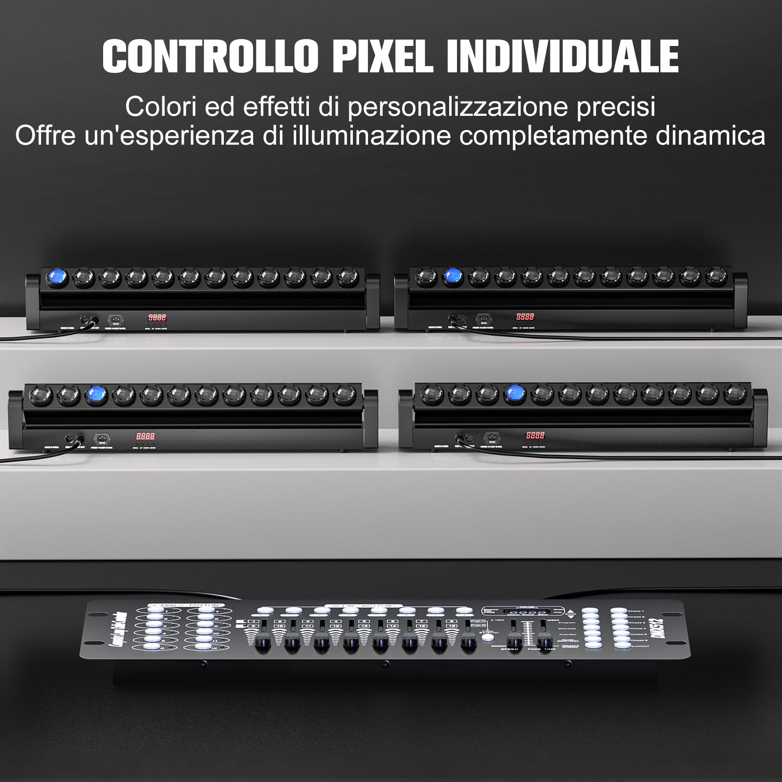 216W Wallwasher Lyre LED, 12X15W RGBW 4in1 LEDs Disco Lumiere, Lyre Beam à 8°, Effet Stroboscopique 1-30Hz, DMX512 7/11/55CH, Lumière de Spectacle pour Fête Mariage Club et Bar [Classe énergétique E]