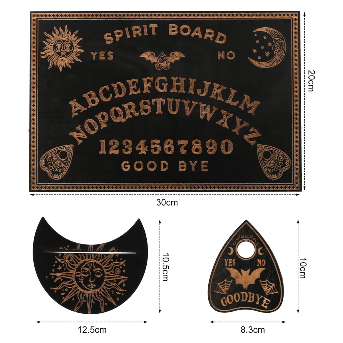 Zestaw tablic Ouija i stojaków na karty tarota Drewniana czarna tablica duchowa Tablice do wróżenia Tablice do rozmów z planszetką do artykułów czarnoksięskich