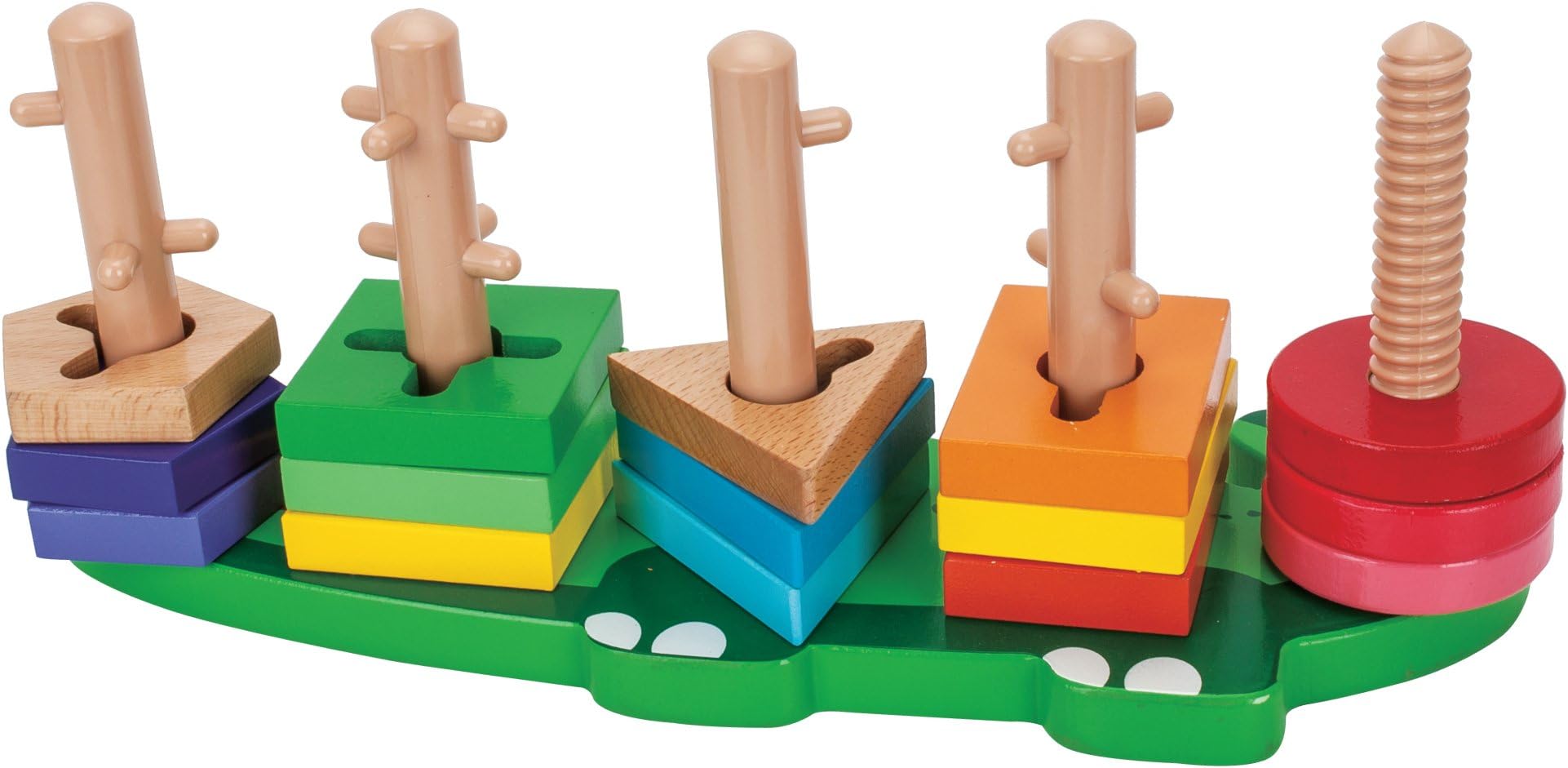 TOWO Wooden Shape Sorter Stacker Puzzle - Wooden Shape Sorter Toys - Wooden Geometric Shapes Stacking and Sorting Toys - Educational and Development Toys for 3 Years Old