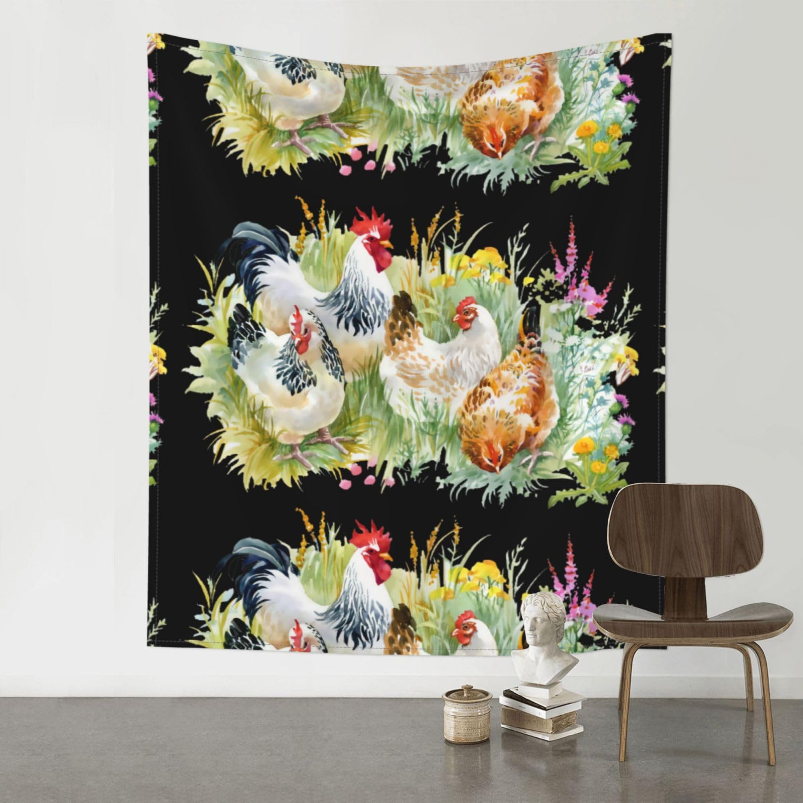 YYHHAOFA Rooster Prints 60x51in Wall Tapestry - Durable Polyester Throw Blanket for Dorm Decor, Beach Picnics & Versatile Room Layering