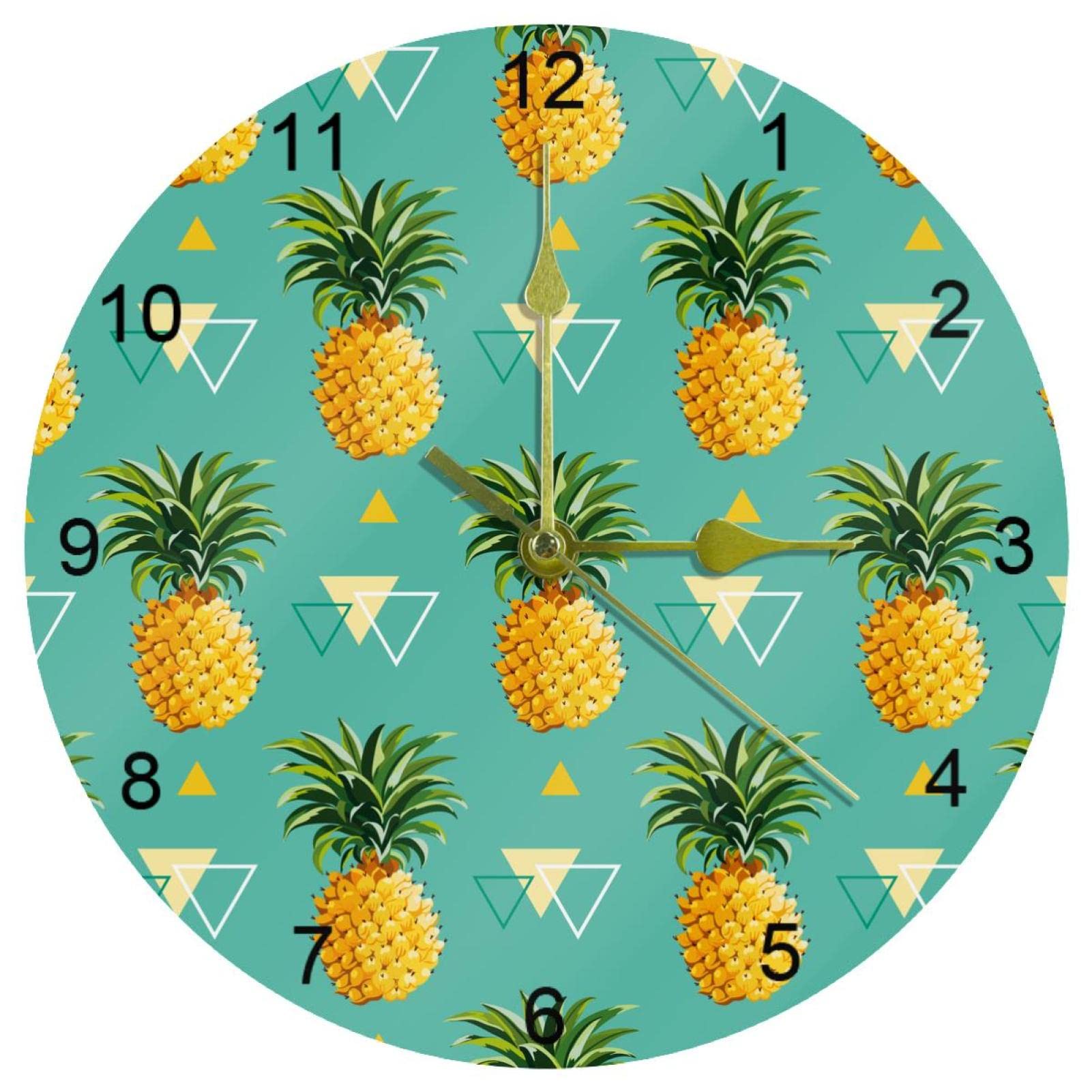 Horloge murale silencieuse cuisine ananas vert 25 cm pendule de bureau design chiffres arabes