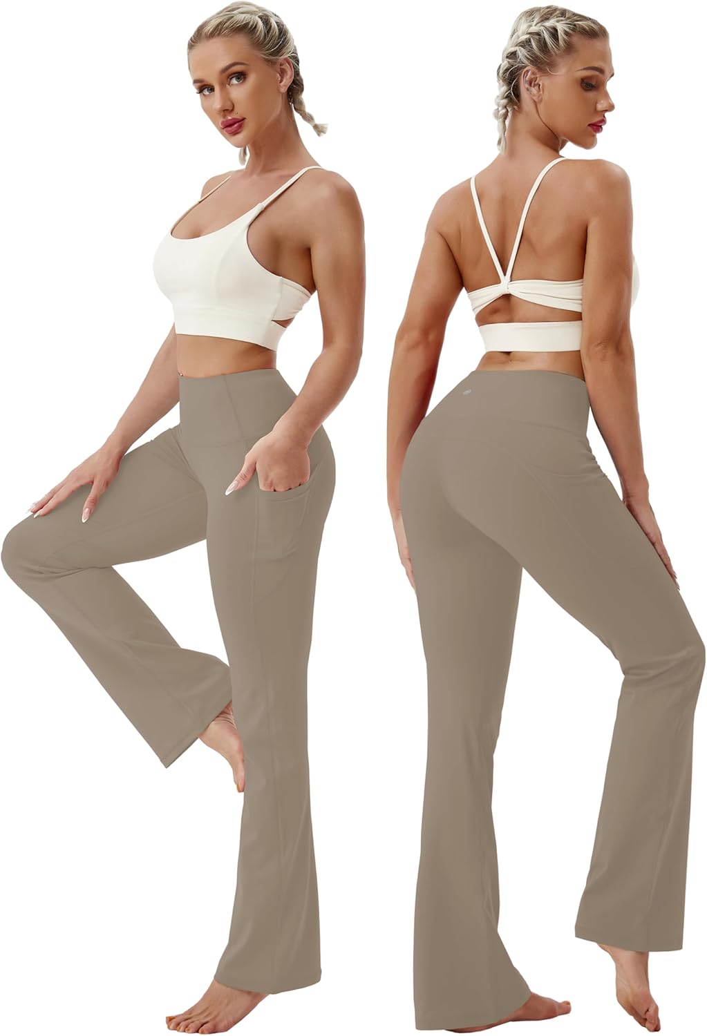 BUBBLELIME 29"/31"/33"/35"/37" High Waist Yoga Pants Tummy Control for Womens Bootcut Workout Flared Basic/Out Pockets - Image 4