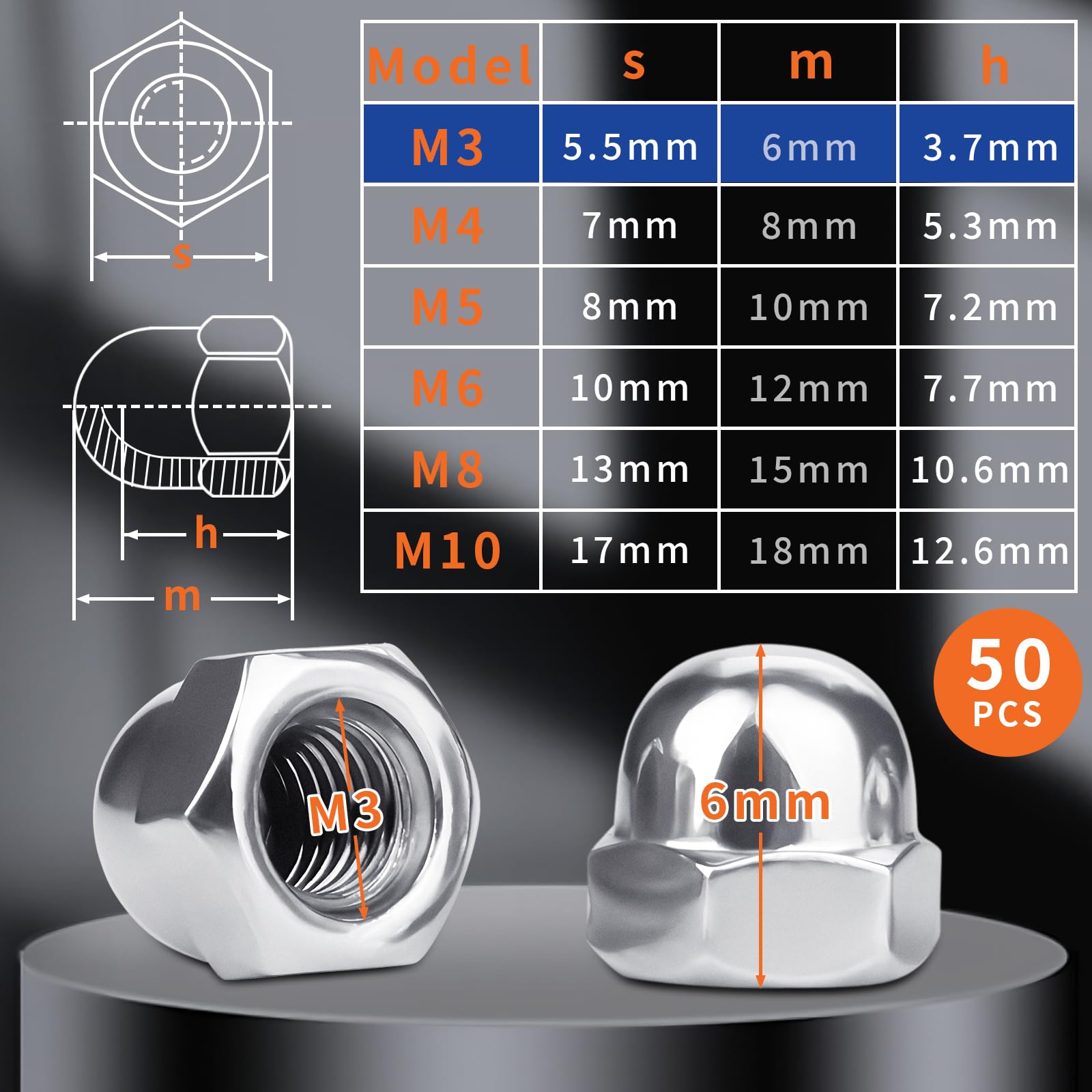 M4/ M6 / M8 Metric 304 Stainless Steel DIN934 Hex Nuts Machine Screw