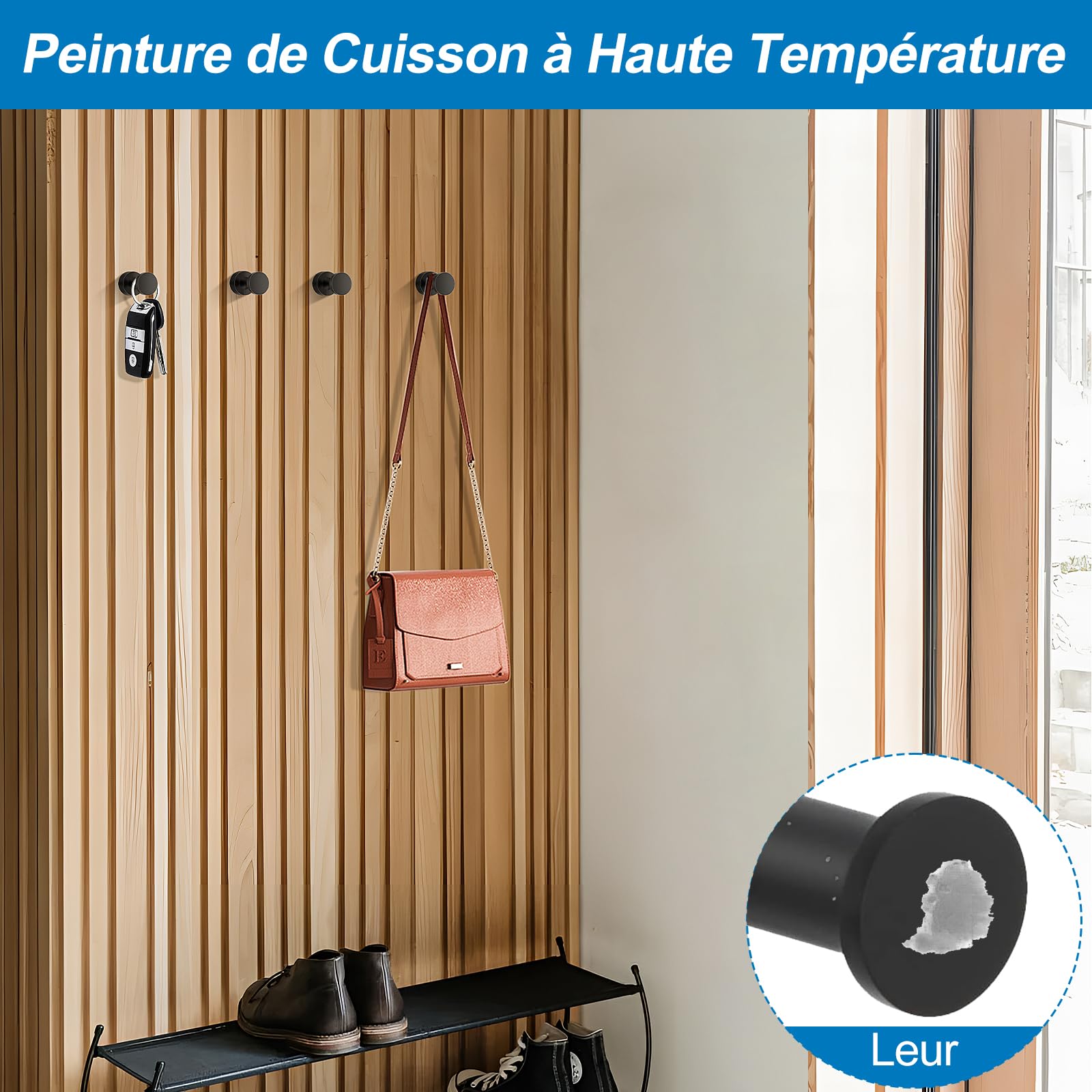 Lot De 2 Crochets Muraux Drenky En Acier Inoxydable 304 - Noir - Fixation Par Vis - Porte Jusqu'à 5 Kg - Pour Salle De Bain, Cuisine, Entrée