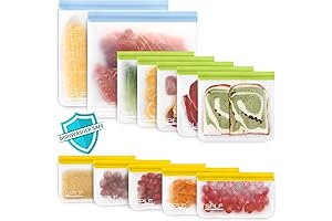SPLF 12 Pack Dishwasher Safe Reusable Silicone Bags