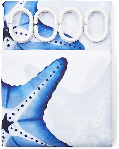 Miniatura 3 de Okuna Outpost Cortina de ducha náutica con 12 ganchos, decoración de baño de playa (71.25 x 71 pulgadas)