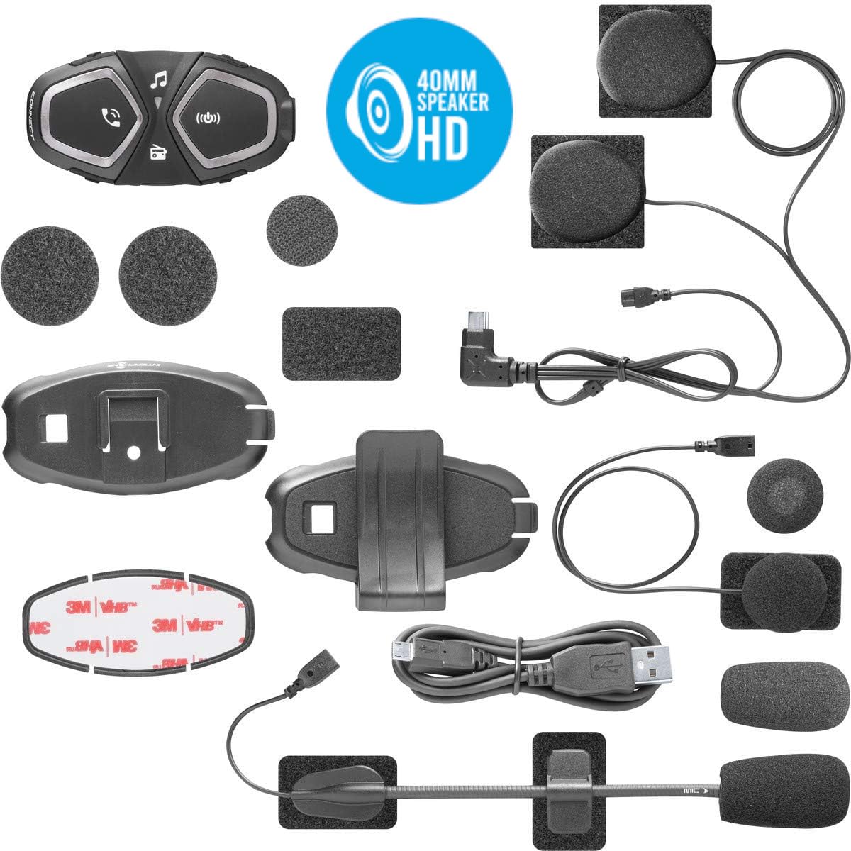 INTERPHONE Connect HD - Interfono per casco da moto, stereo, alta fedeltà, 40 mm, pilota, distanza 300 m, autonomia 12 ore, radio, GPS, TFT, impermeabile IPX67