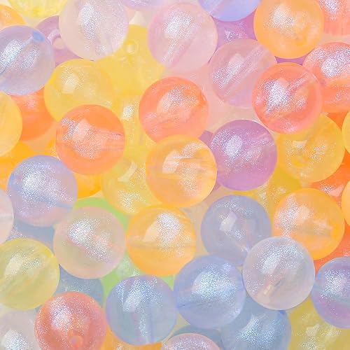 Cuentas acrílicas de 0.631 pulgadas (0.630 in), cuentas redondas de sirena de color Ab, cuentas de océano para pulseras, anillos, collares,