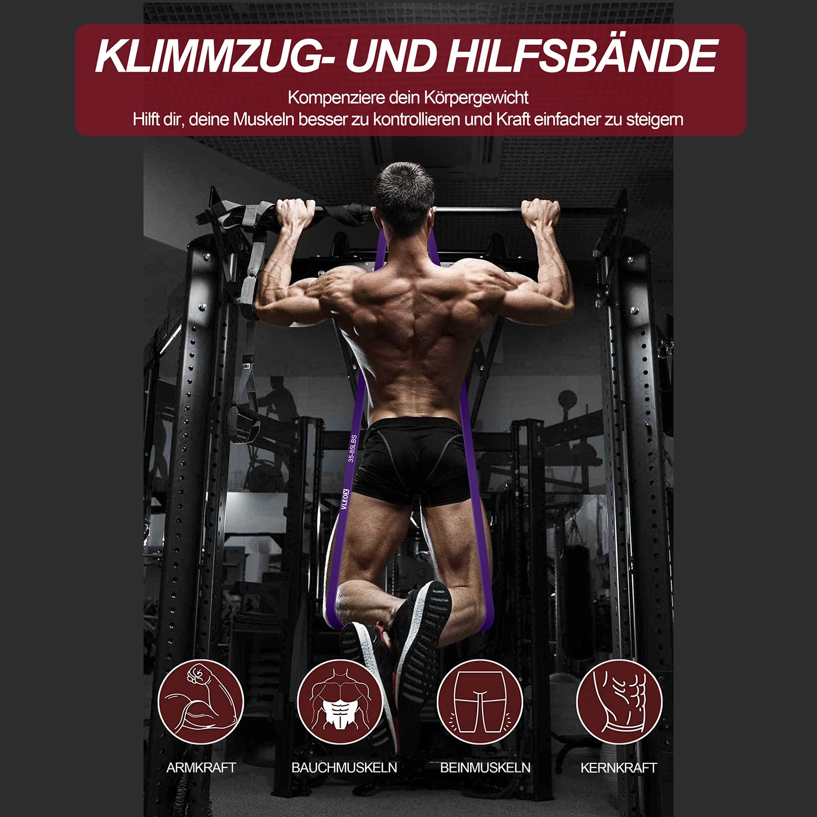 Vleox Fitnessbänder Widerstandsbänder mit 4 Stufen, Resistance Bands – Ansicht 2