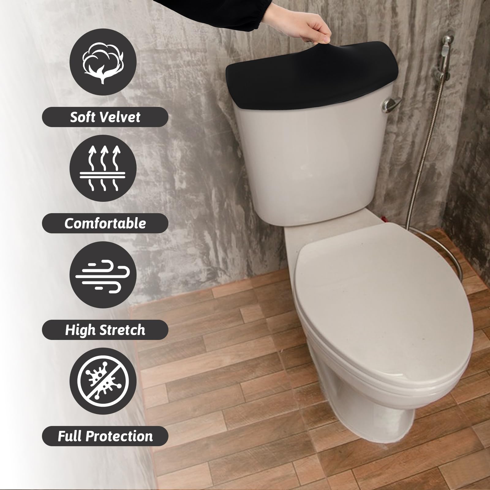Toilet Tank Covers - Black & Gray Set -3 Toilet Tank Covers - Black & Gray Set -3