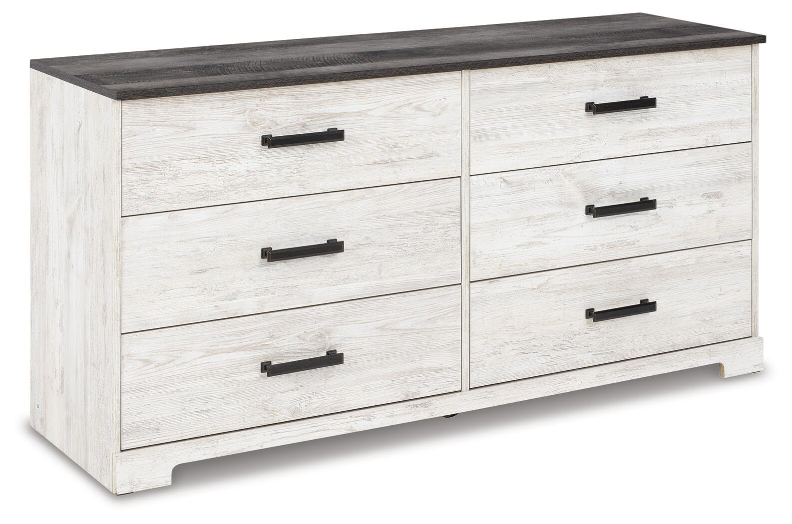 Photo 1 of ** major damage to two pieces. Selling for parts. **Signature Design by Ashley Shawburn Modern Farmhouse 6 Drawer Dresser, Two Tone White & Dark Gray