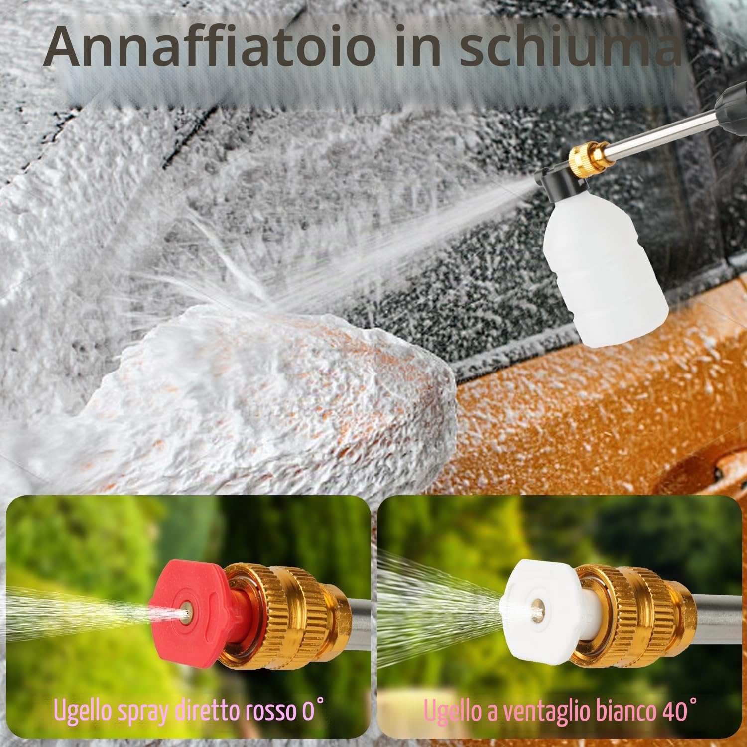 Idropulitrice a Batteria, Idropulitrice 21V MAX 35Bar, Pistola Di Lavaggio a Batterie, Portatile Press & Clean, Lancia Schiuma, Tubo da 5M, Auto, Prato (con 2 Batteria da 6000 mAh)