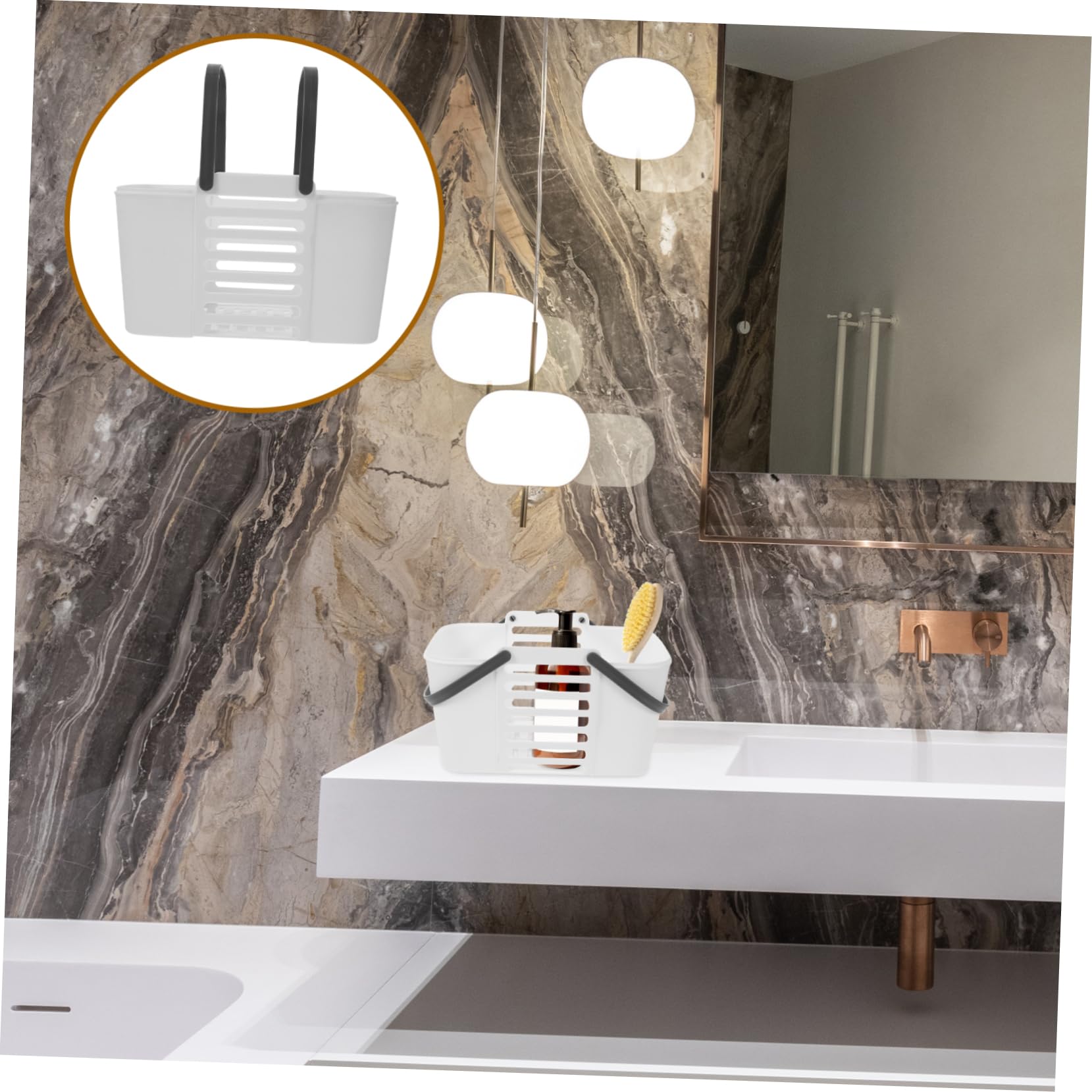 Cesta de Ducha Portátil de Color Blanco Pp 2 Piezas Gran Capacidad | Diseño Ventilado y Drenante, Resistente al Desgaste y Rotura, para Dormitorio y Hogar