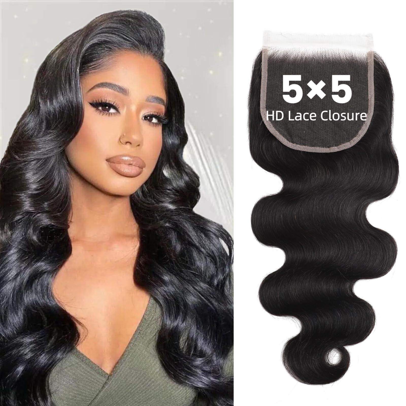5x5 SKINLIKE 100% Real HD Lace Closure Body Wave Human Hair Closure 0.095mm Ultra-thin Invisible Swiss HD Lace Closure Pre Plucked Small Single Knots