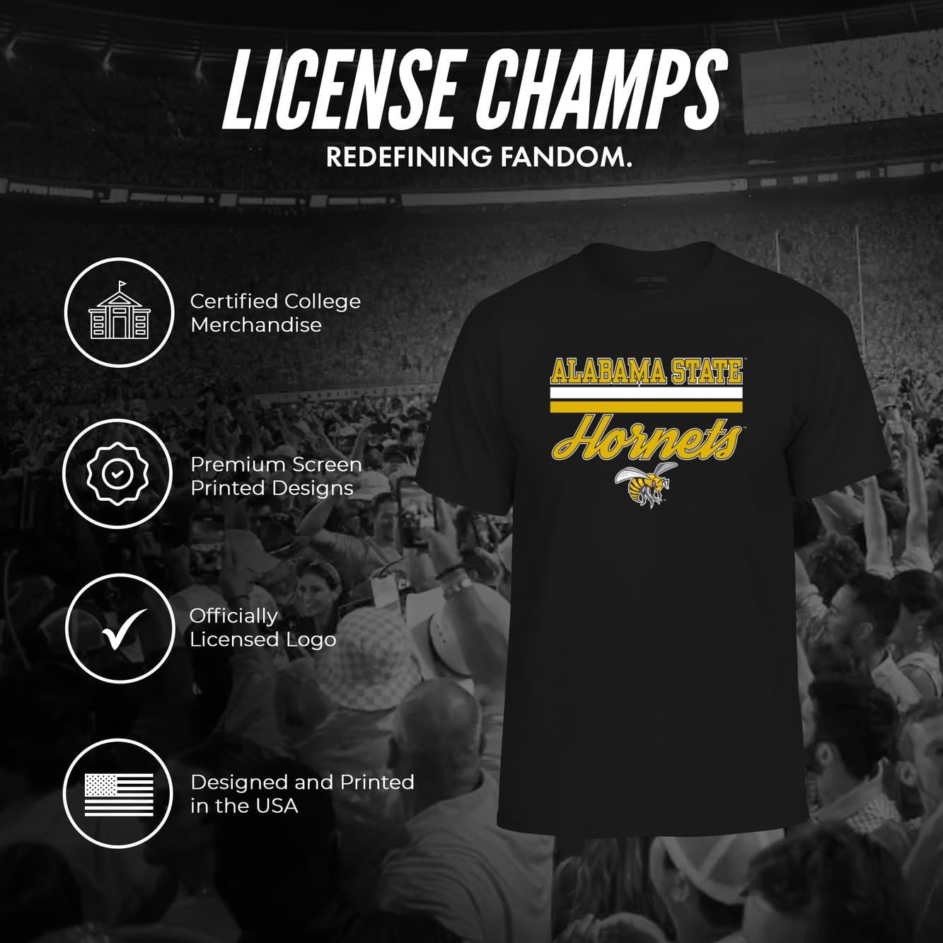 Cotton T-Shirt | Official NCAA College Merchandise | Mens Womens Adult Cotton | Tee with Team Bar Design