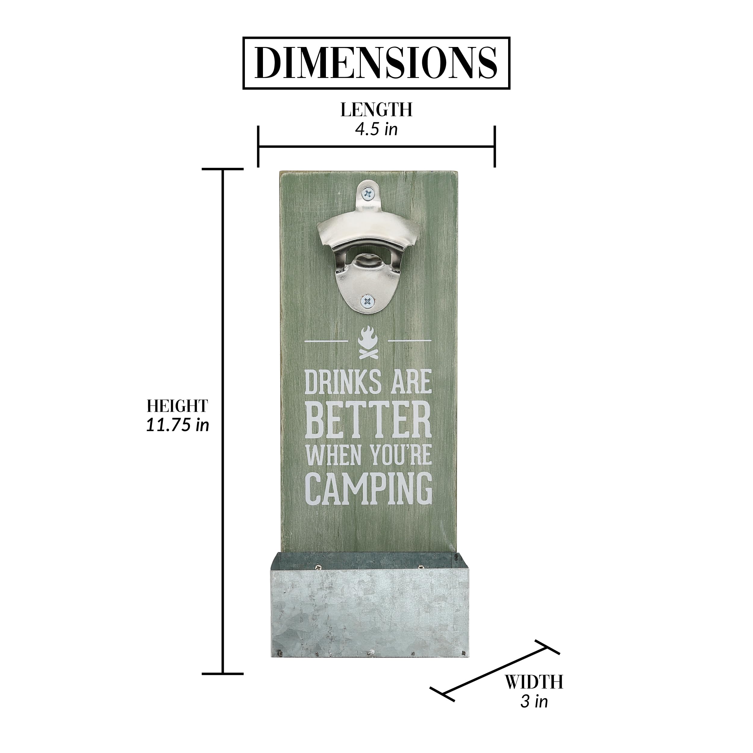 Pavilion - When You're Camping - Abridor de botellas de cerveza rústico montado en la pared, abridor de botellas con recogedor de tapas, abridor de botellas de caravana, regalos únicos de cerveza para