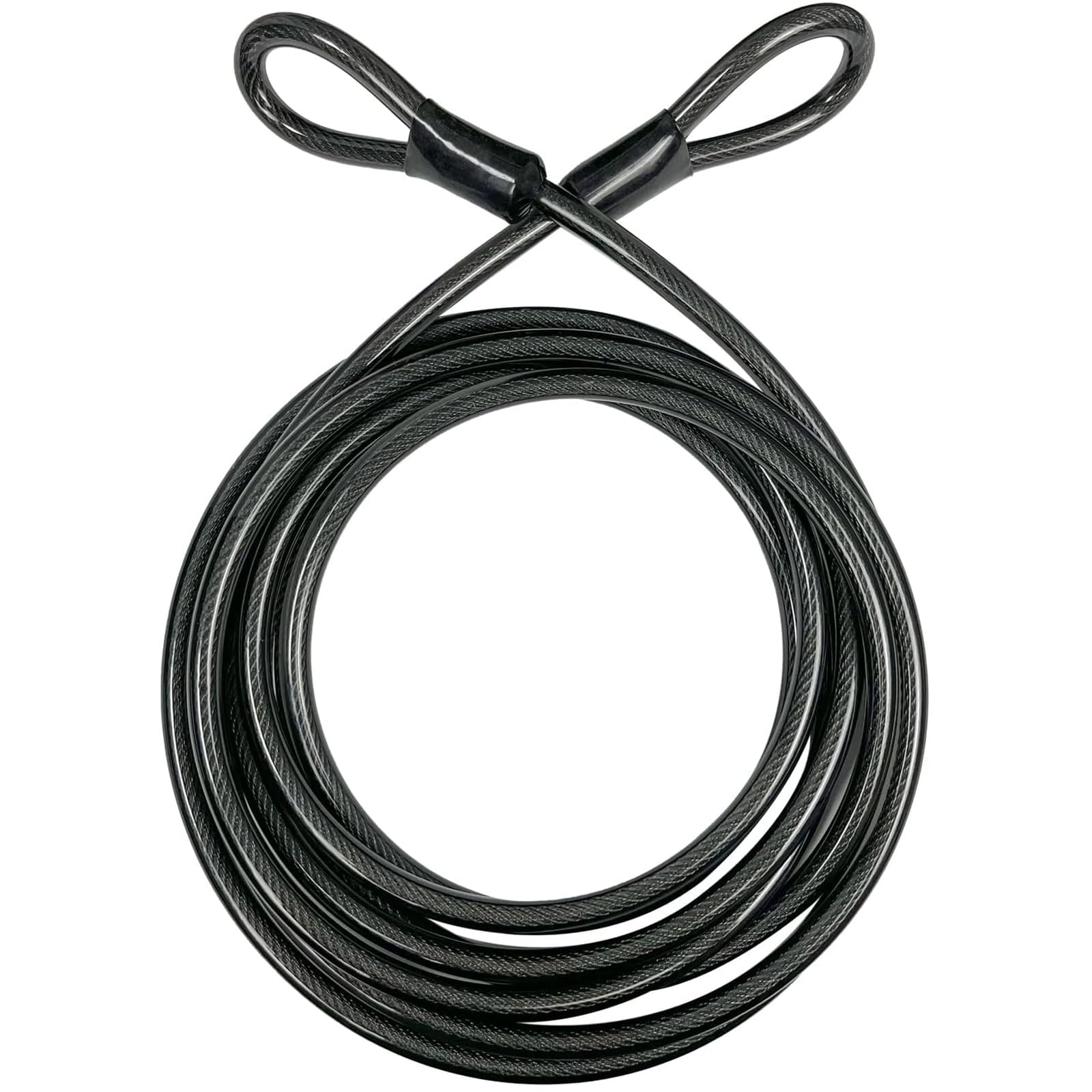 DELSWIN Heavy Duty Security Cable with Loops - 30FT Long Bike Lock Cable, 3/8 Inch (10mm) Thick Cut-Resistant Braided Steel Cables, Vinyl Coated for Bicycle, Boat, Kayak, Generator, Outdoor Patio Set