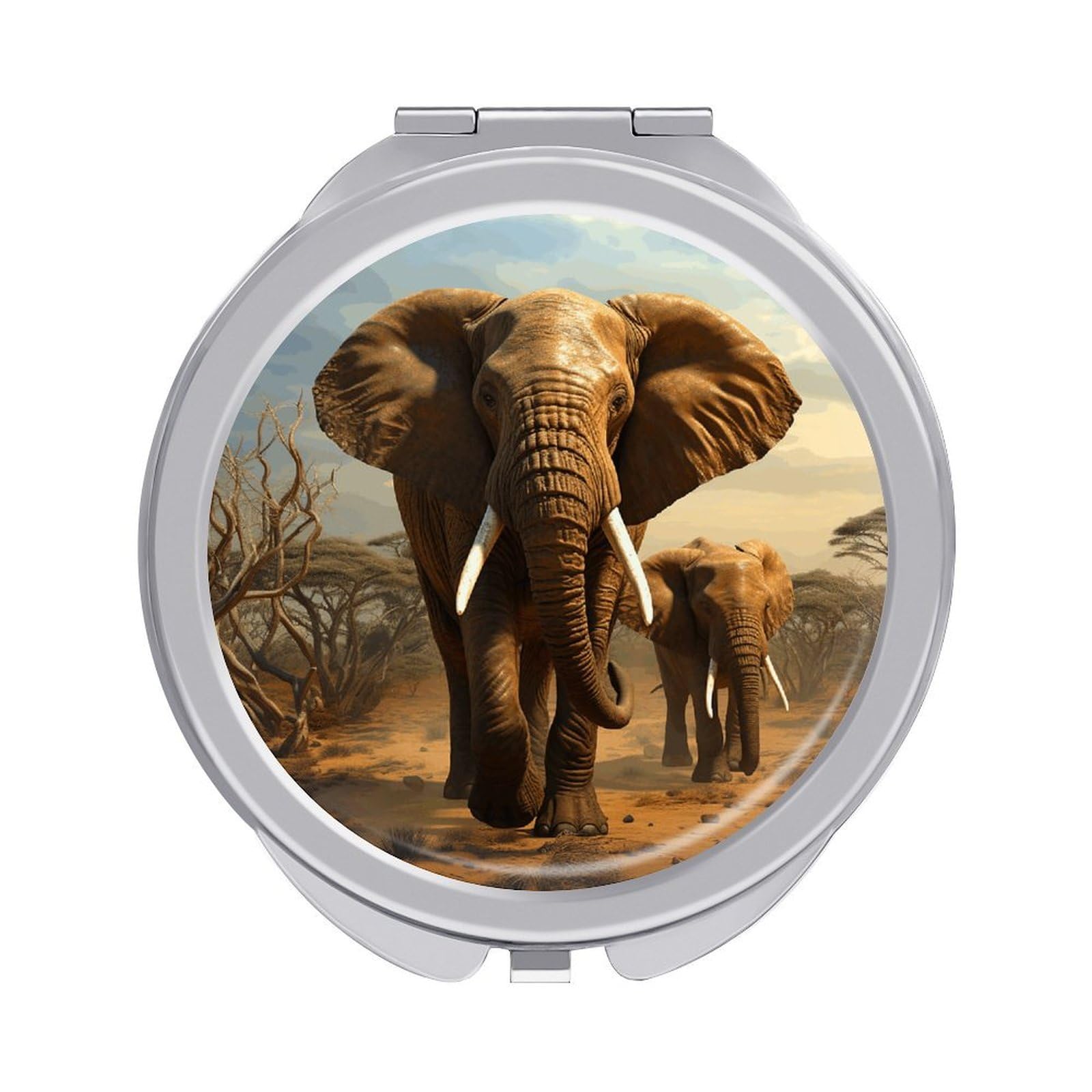 FekiLoot Elephant Animals Compact Mirror for Purse Portable Travel Makeup Mirrors Metal Magnifying Pocket Mirror Double Sided Small Handheld Mirrors for Women Travel Essentials