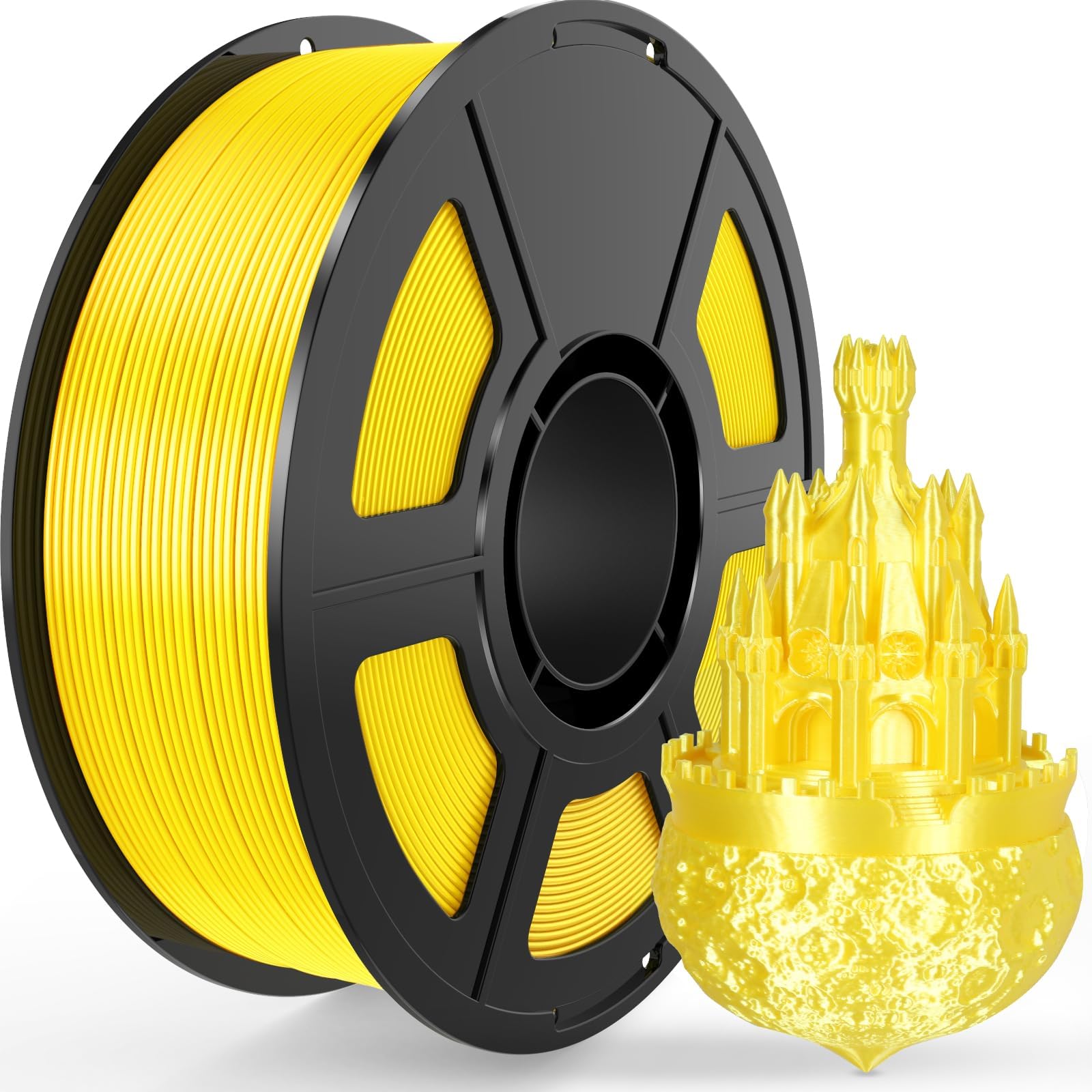 Filamento Pla de seda amarilla de 1,75 mm, 1 kg, precisión dimensional de alta precisión +/- 0,03 mm, materiales de impresión 3D de alta resistencia y sin enredos para la mayoría de
