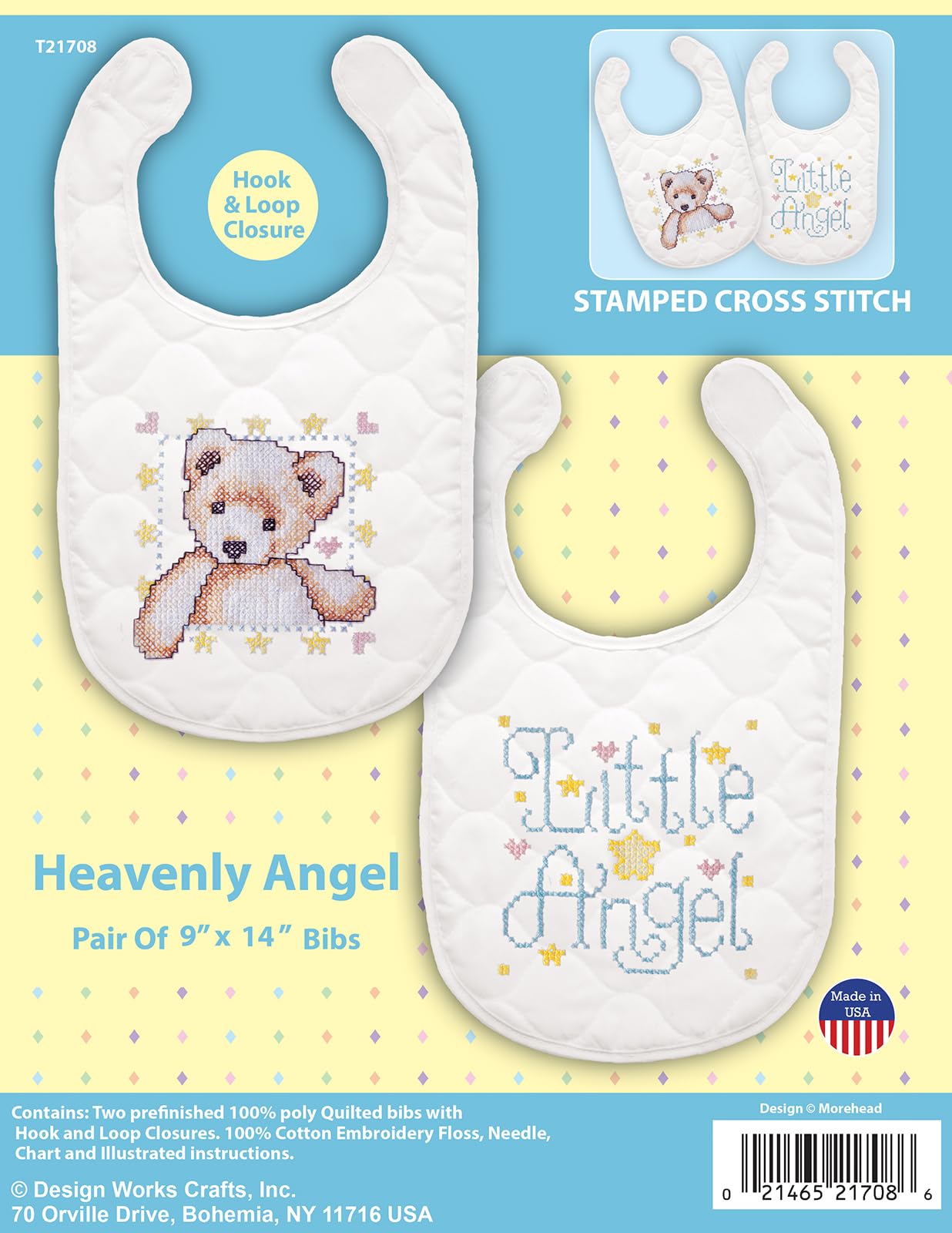 Amazon.com: Tobin T21708 Angel Bib Pair Stamped Cross Stitch Kit