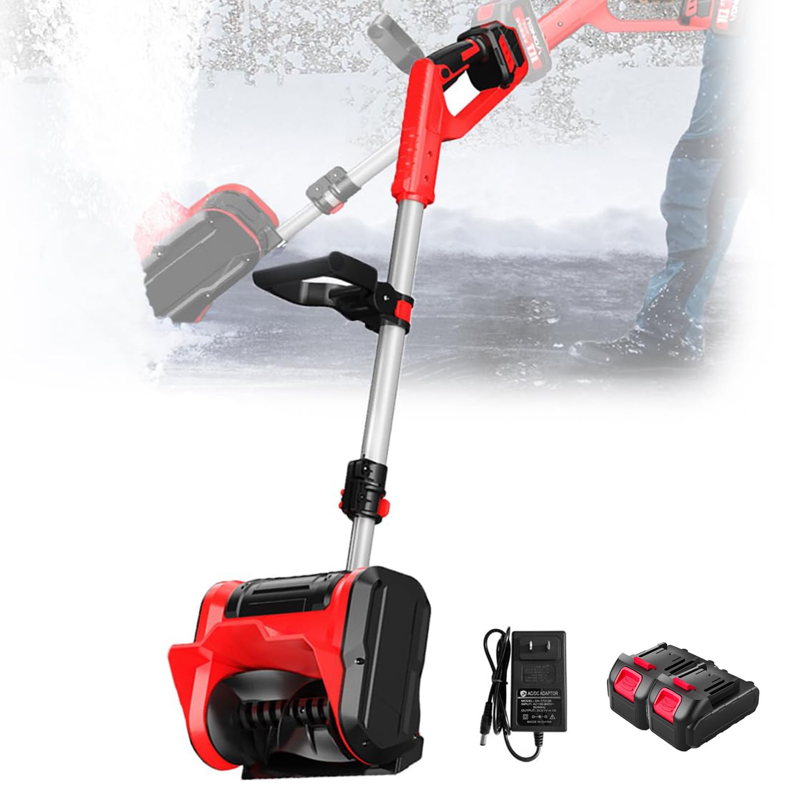 Pala da Neve Senza Fili, spazzaneve Elettrico a Batteria da 20 V, spazzaneve con direzione Regolabile, Batteria da 4,0 Ah e Caricabatterie rapido Inclusi, B