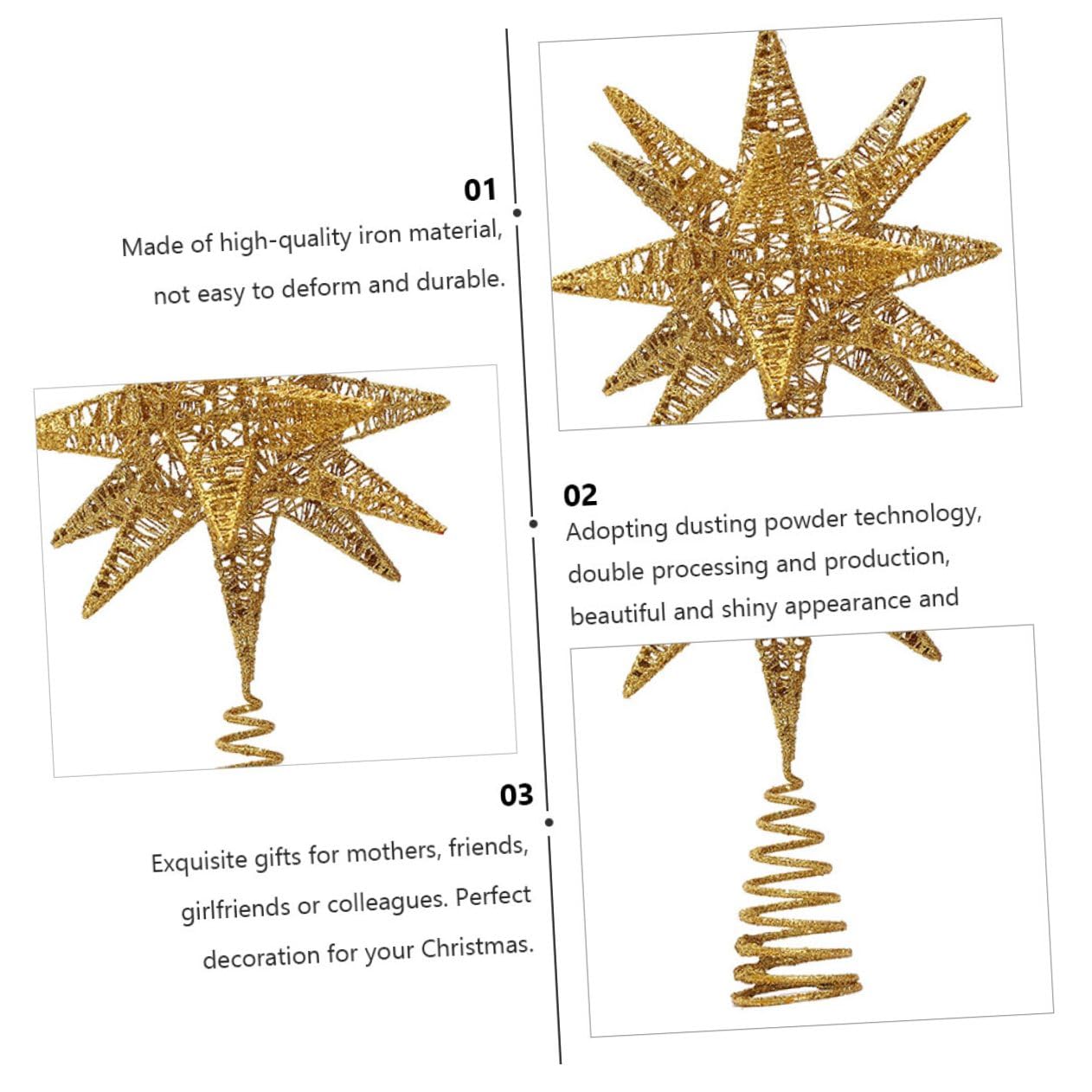 Decoración Estrella de Hierro para Árbol de Navidad Adorno Colgante Dorado para Ventana Accesorio Festivo Resistente y Decorativo para Fiestas y Hogar