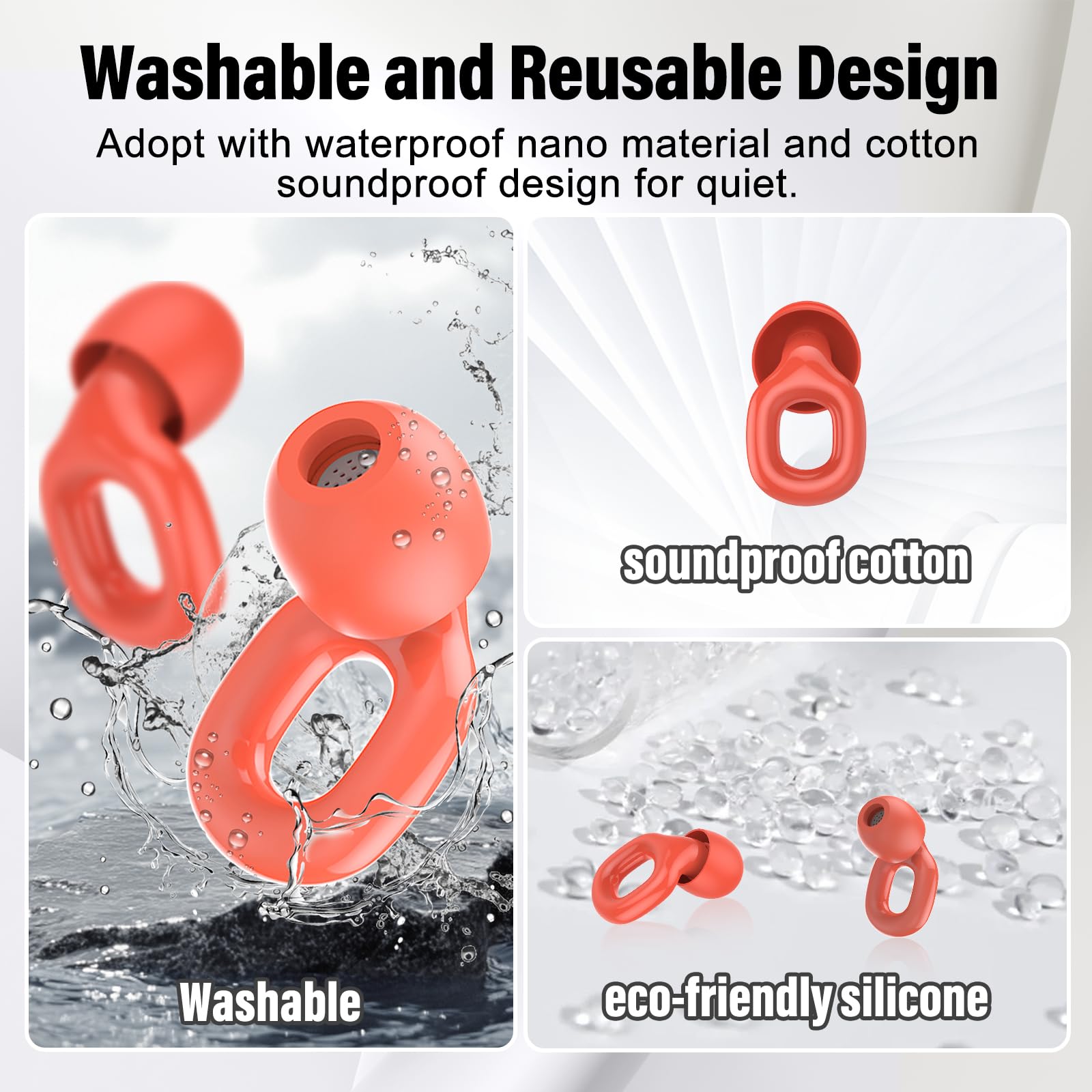 Tapones Oidos Ruido Dormir, 35db silicona suave que Tapones Oidos Cancelacion de Ruido, ideales para conciertos, Viajar, trabajo y concentración con 7 Reutilizable tapones oidos XS/S/M/L y Estuche