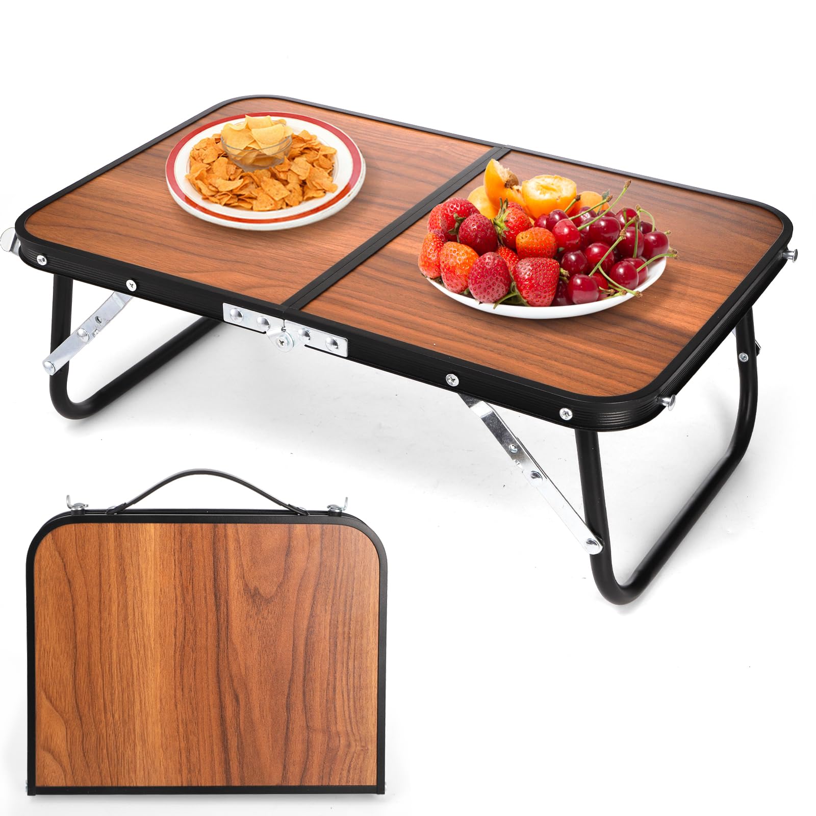 Nagpew Folding Camping Table, Mini Portable Beach Table with Carry Handle, Ultralight Compact Picnic Dining Low Table for Grill, Indoor Outdoor, Garden, Patio, BBQ, Party